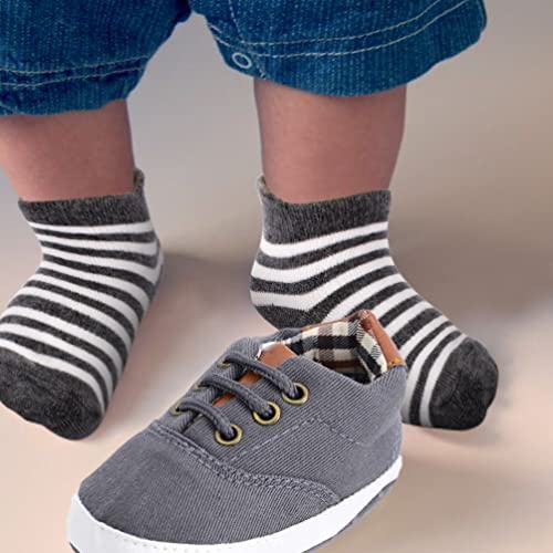 Non-Slip Baby Socks 12 Pairs - Soft Cotton Ankle Socks with Anti-Skid Grips for Infants & Toddlers 12-36 Months (Boys & Girls) - Perfect for Playtime, Daycare & First Steps