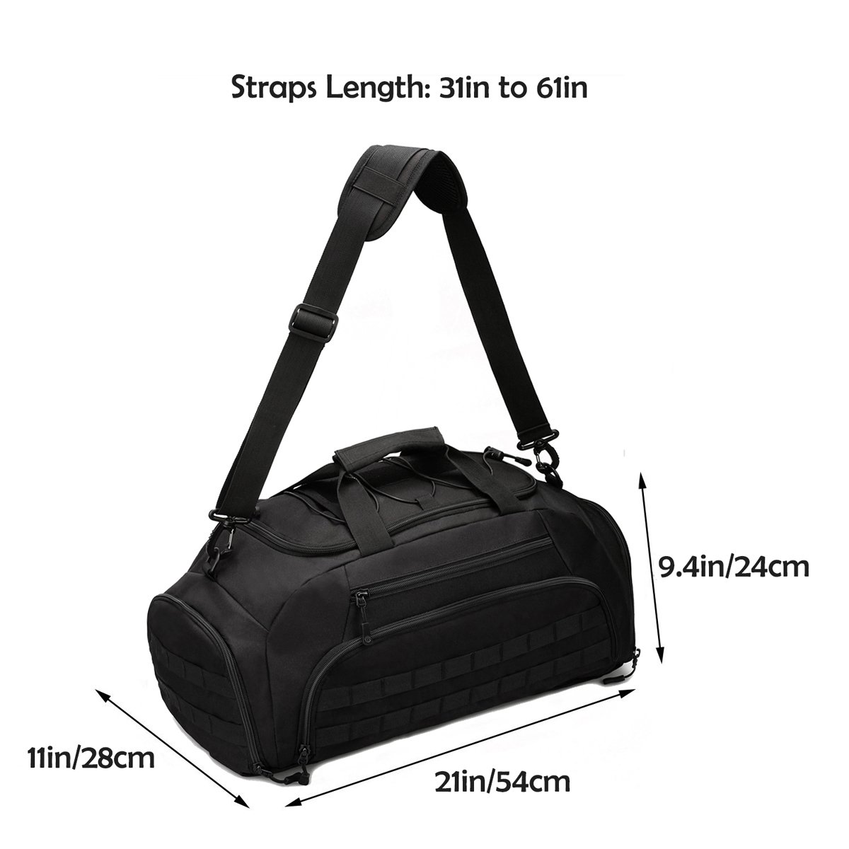 CREATOR 35L Tactical Duffle Backpack for Men & Women - Waterproof Gym Bag with Shoe Compartment, Travel Luggage & Sports Duffel Bag (Black) - Perfect for Gym, Travel, Camping & Outdoor Adventures