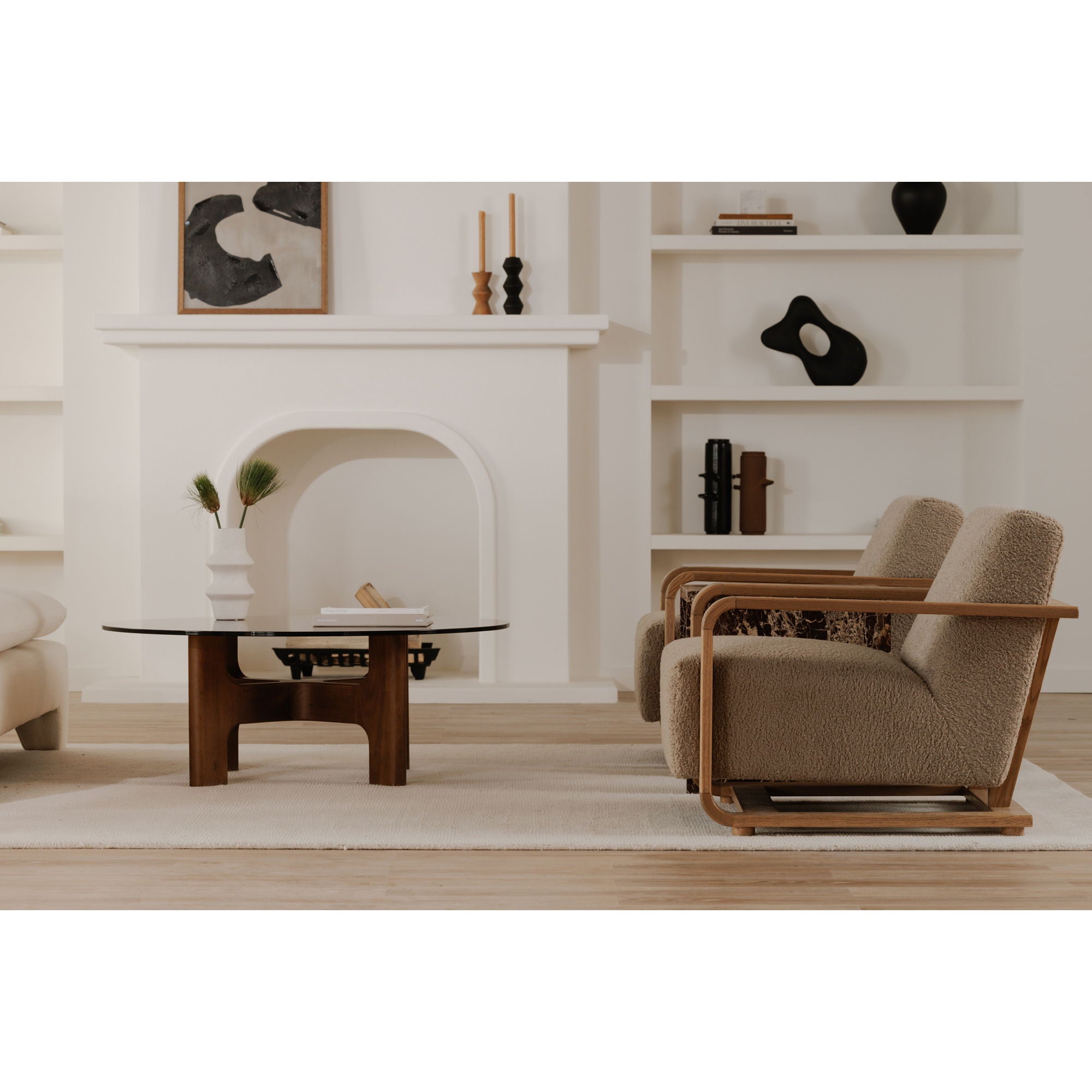 Eckersley Modern Lounge Chair - Beige Upholstered Accent Chair for Living Room, Bedroom & Office - Comfortable Reading Chair with Soft Fabric & Sturdy Frame