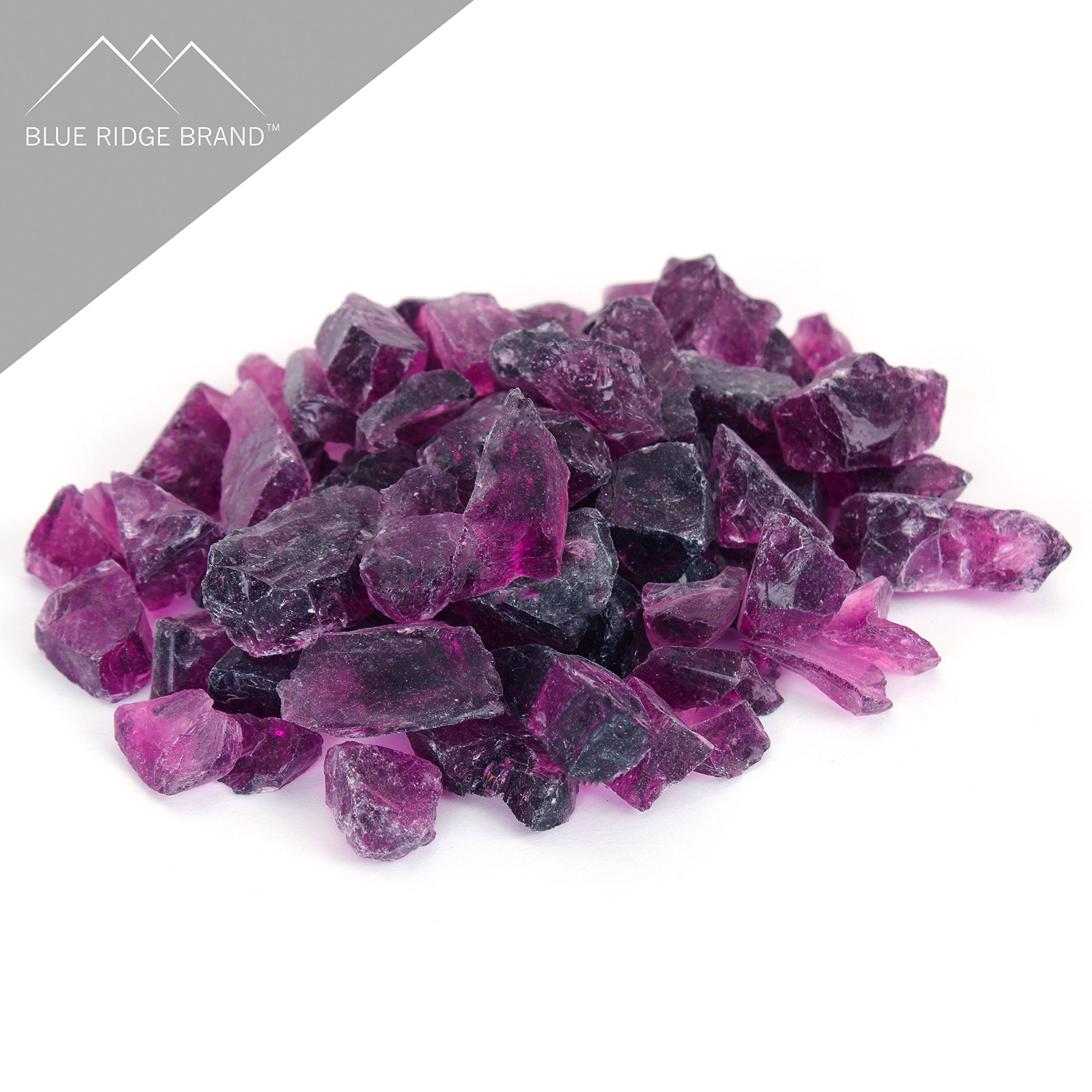 Purple Fire Glass Rocks for Gas & Propane Fire Pits - 50lb Shatterproof Firepit Glass Stones - Decorative Fireplace Crystals for Outdoor Patio, Backyard, and Garden Decor