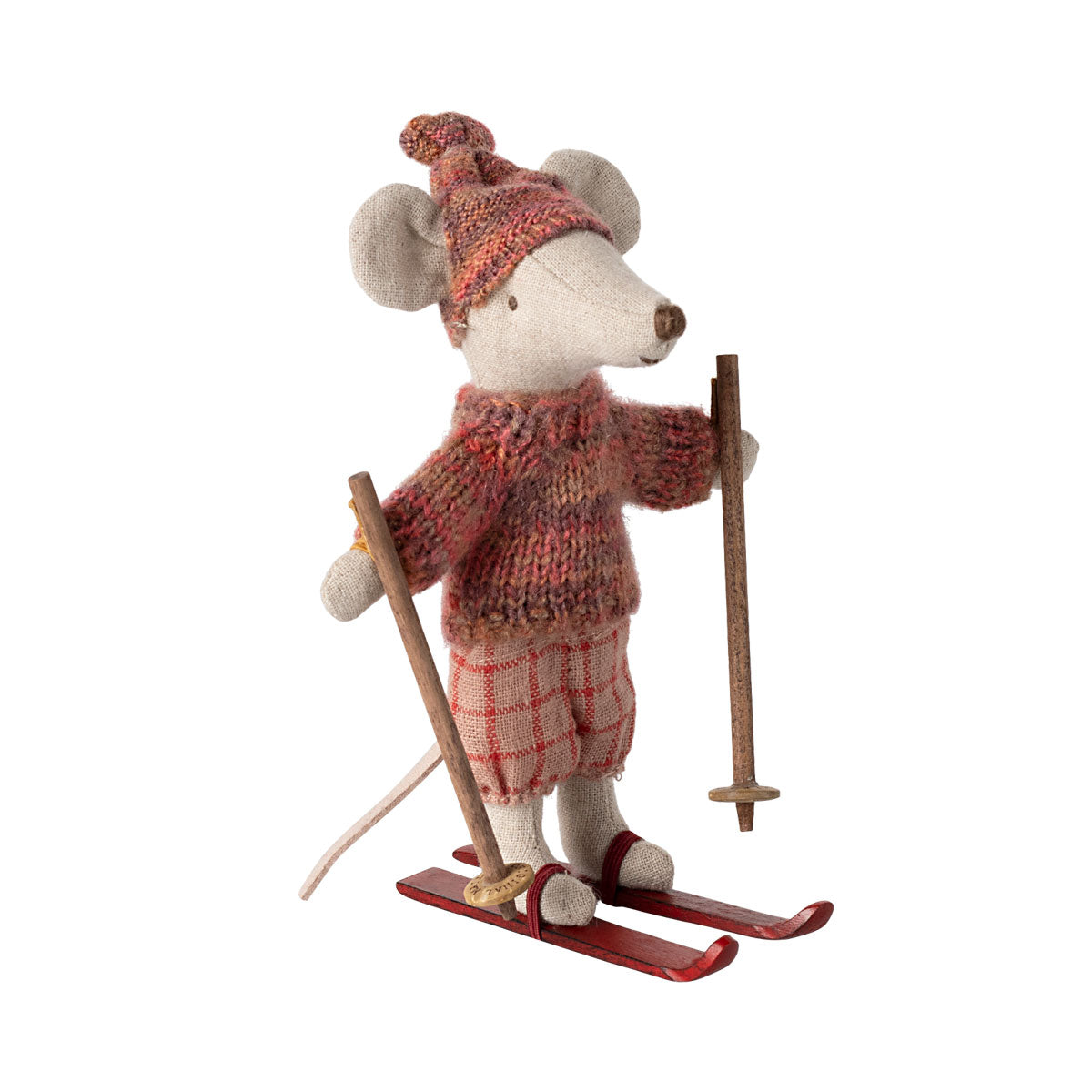 Big Sister Winter Mouse with Ski Set - Adorable Plush Toy for Kids, Perfect for Christmas Gifts & Winter Decorations | Ideal for Holiday Playtime & Seasonal Home Decor