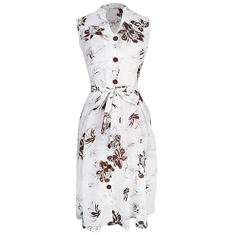 Vintage Floral Print 100% Cotton Button Up Shift Dress for Women | Casual Summer Dress for Beach, Picnic & Everyday Wear