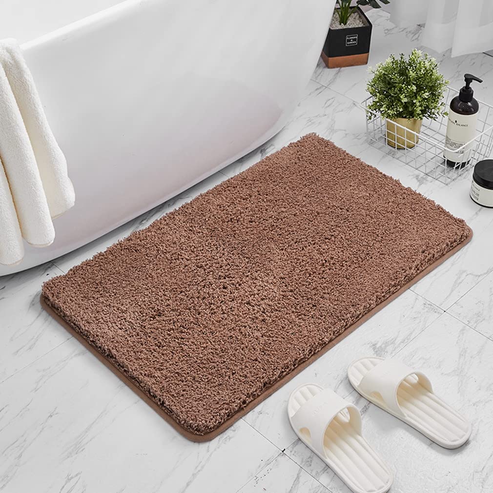 Premium Shaggy Bathroom Rugs - Ultra Absorbent Microfiber Bath Mat for Tub & Shower, Soft Fluffy Non-Slip Runner for Bedroom, Living Room, Indoor & Outdoor - Brown Area Rug Home Decor 47