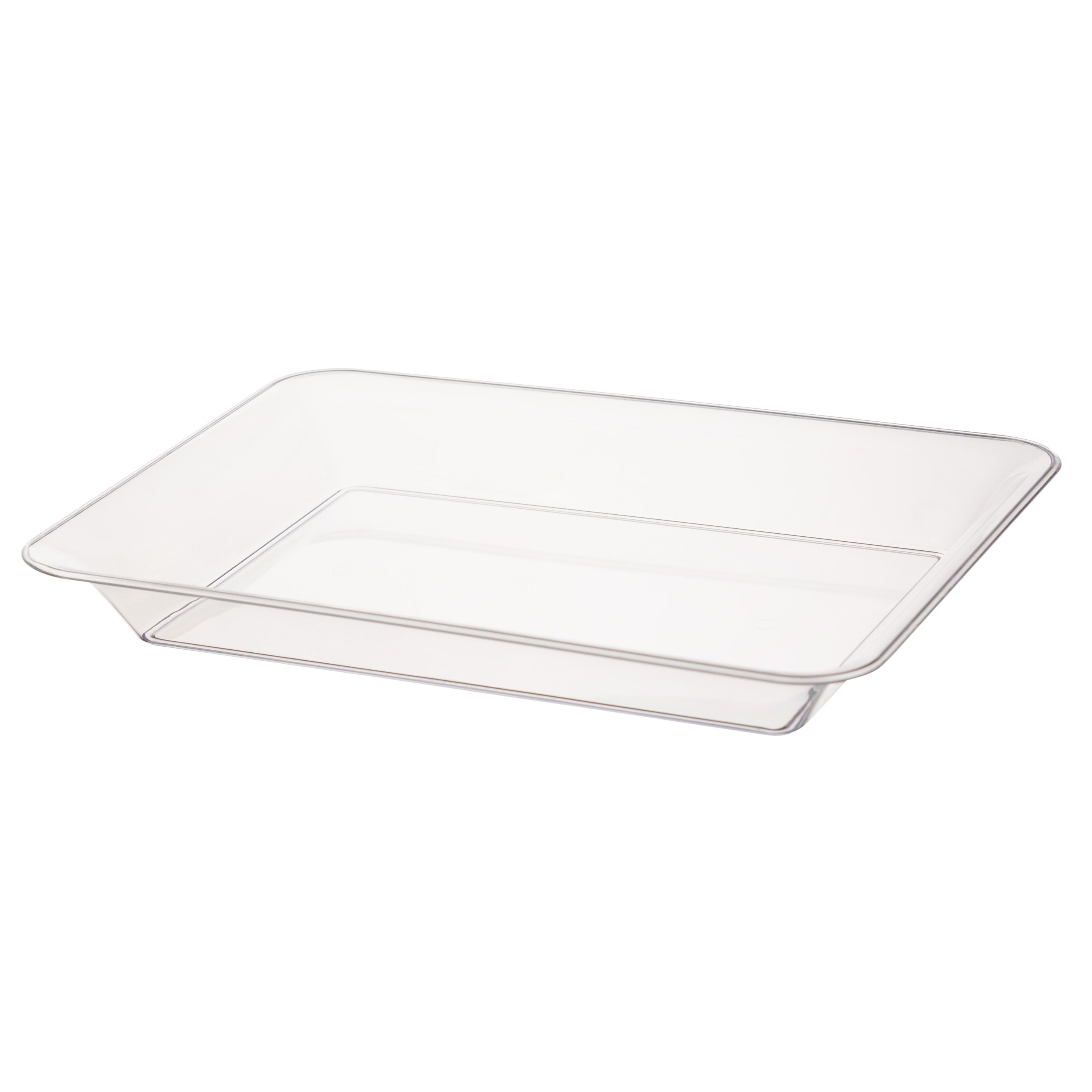 Clear Plastic Rectangular Serving Tray - Set of 2 | Durable & Lightweight Food Serving Tray for Parties, Buffets, and Home Entertaining