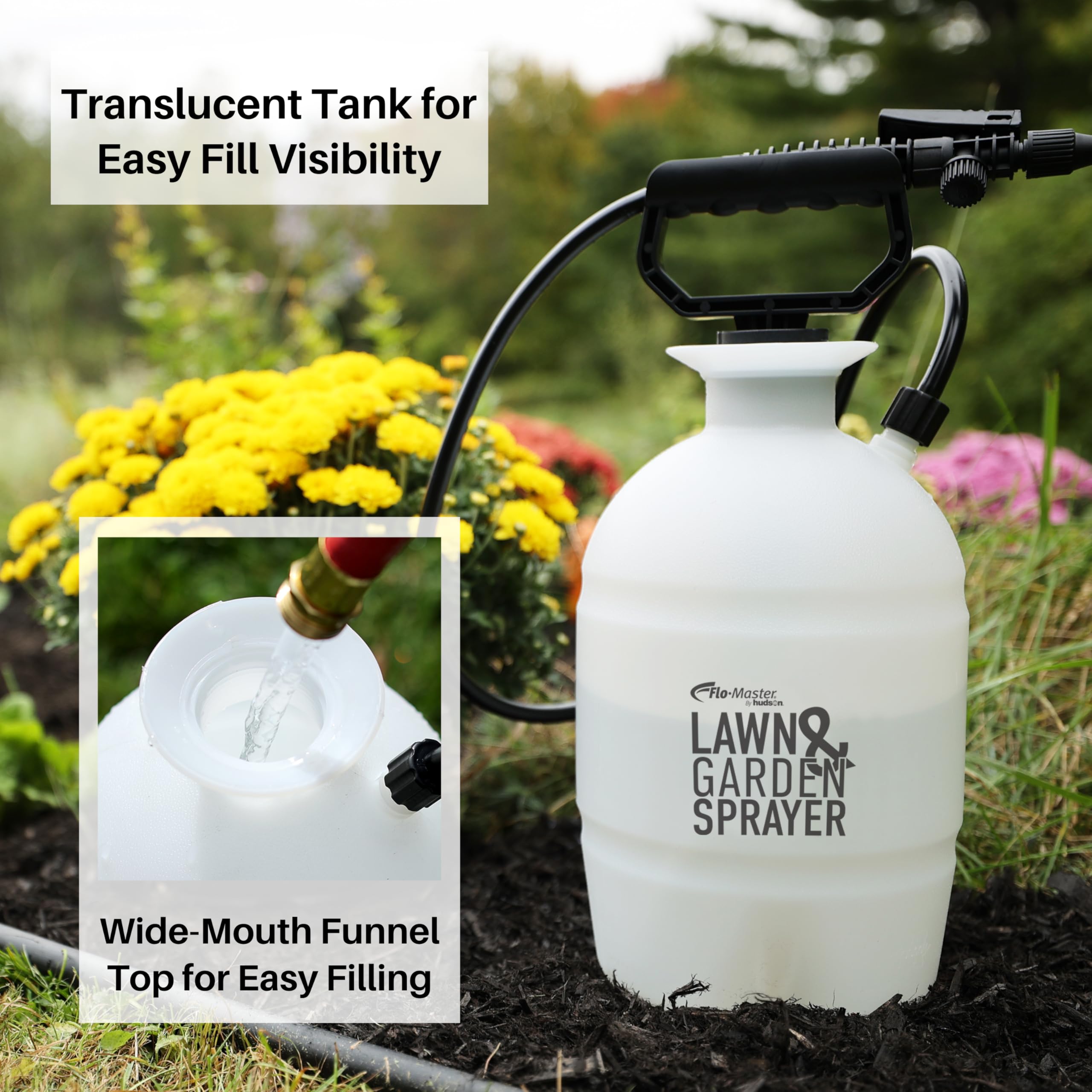 Flo-Master by Hudson 24101 1 Gallon Lawn and Garden Tank Sprayer - Translucent, Durable & Easy to Use for Weed Control, Fertilizing & Pest Spraying