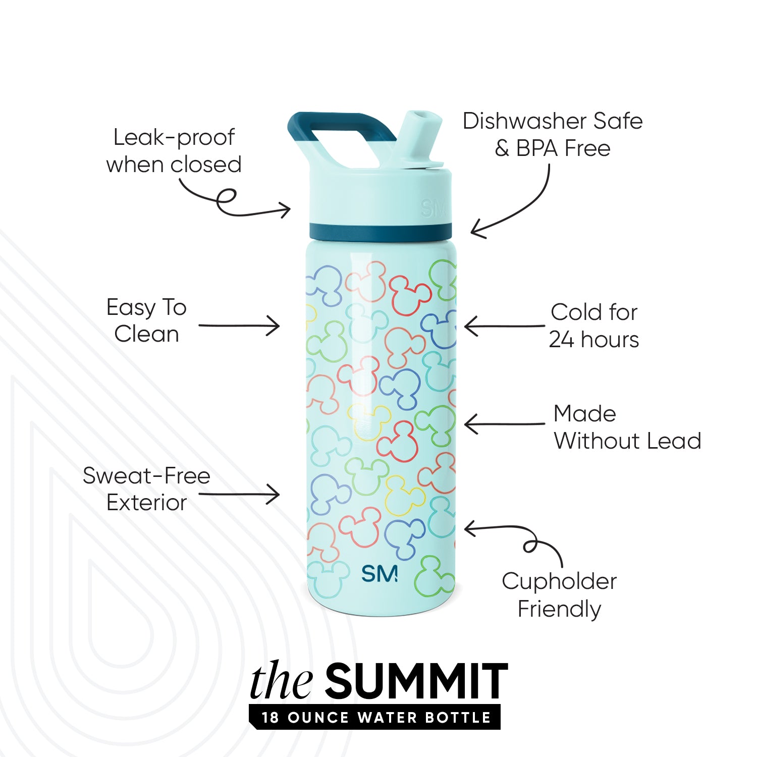 Summit Kids Water Bottle with Straw Lid - BPA Free, Leak Proof, 12oz Insulated Stainless Steel Bottle for School, Sports & Outdoor Activities