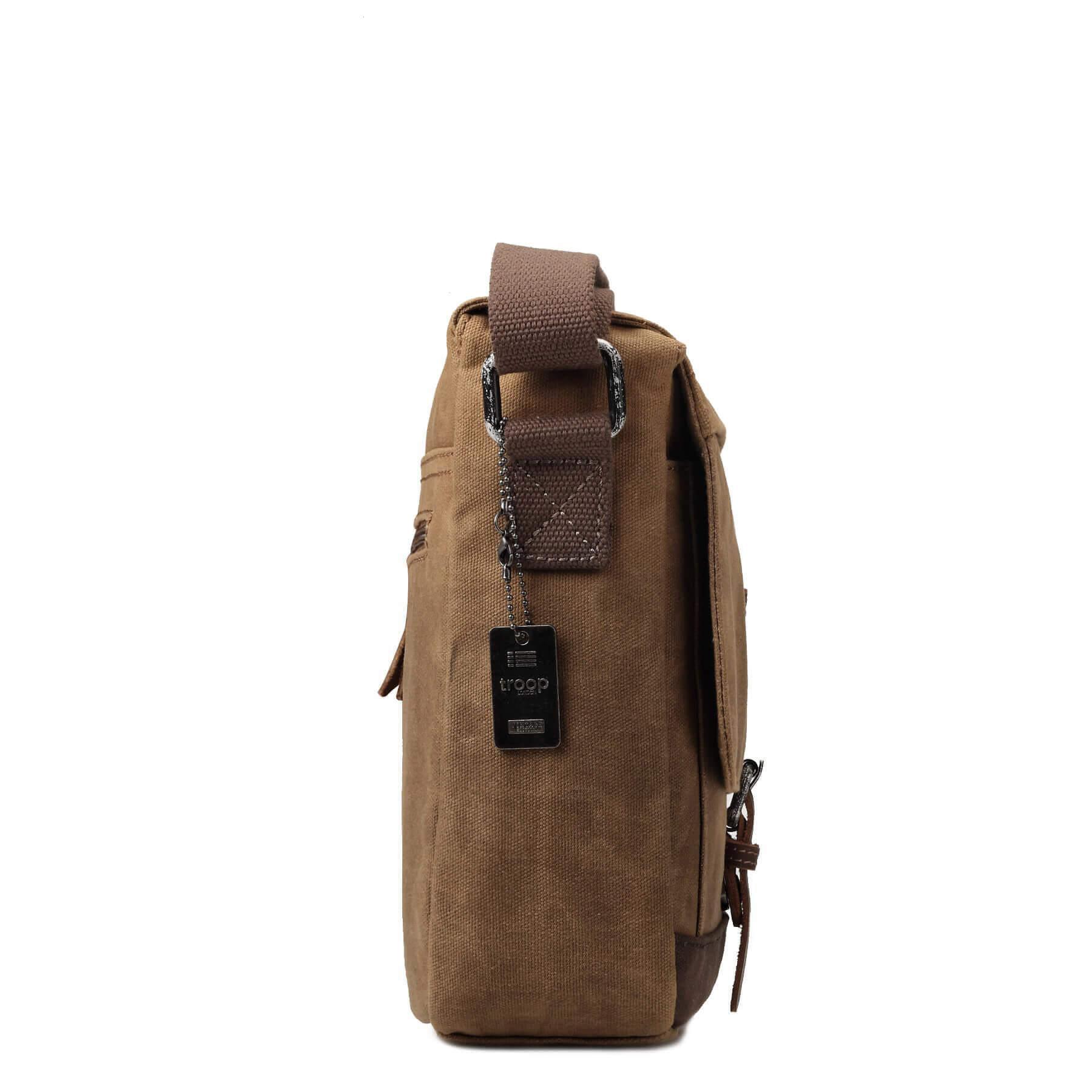 TRP0443 Troop London Heritage Canvas Leather Messenger Bag - Stylish Laptop & Tablet Friendly Travel Bag for Work, School & Daily Commute