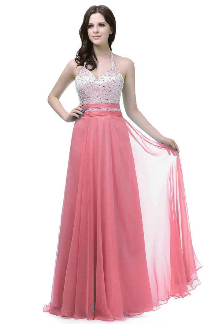 Elegant Long Chiffon Beaded Bridesmaid Dress for Women - Perfect for Prom, Wedding Party & Formal Evening Events