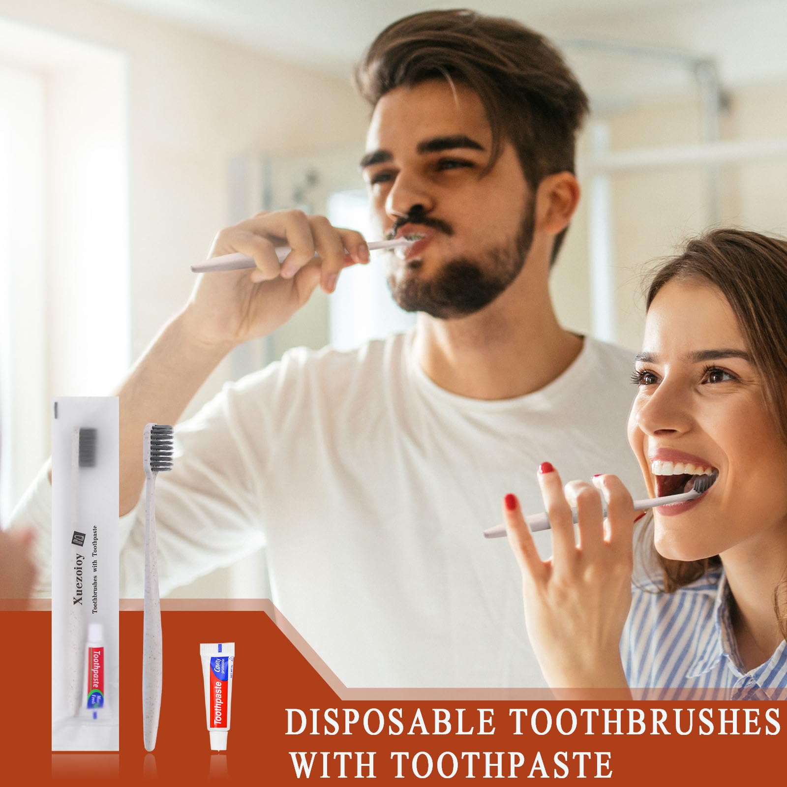 30 Pack Disposable Toothbrushes with Toothpaste - Individually Wrapped Travel Toothbrushes Kit in Bulk (Apricot Flavor) for Travel, Hotels, Nursing Homes, Homeless Shelters & Charity Donations - Perfect for On-the-Go Oral Care, Emergency Kits & Hygiene Essentials