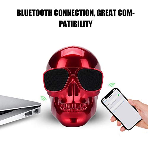 Portable Bluetooth Mini Skull Speaker with Bass Stereo - Wireless Speaker for Desktop, PC, Laptop, Phone, MP3/MP4 Player - Perfect for Halloween Decor, Unique Gift, Parties & Home Office Use