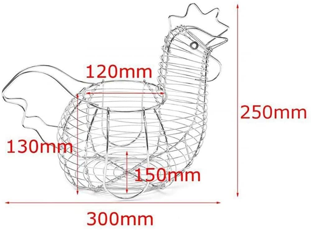 Stainless Steel Chicken-Shaped Egg Basket - Egg & Fruit Storage Holder for Kitchen, Dining Room, Bedroom | Perfect for Farmhouse Decor, Easter Decorations & Breakfast Serving
