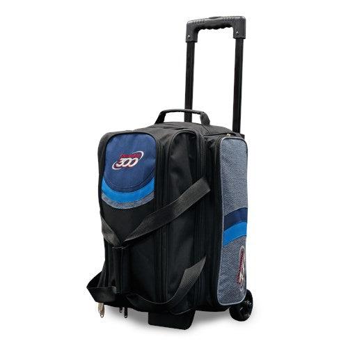 Columbia 300 Boss Double Roller Blue Black Bowling Bag - Heavy Duty 2-Ball Rolling Tote for League & Tournament Play - Perfect for Bowling Enthusiasts & Pro Athletes