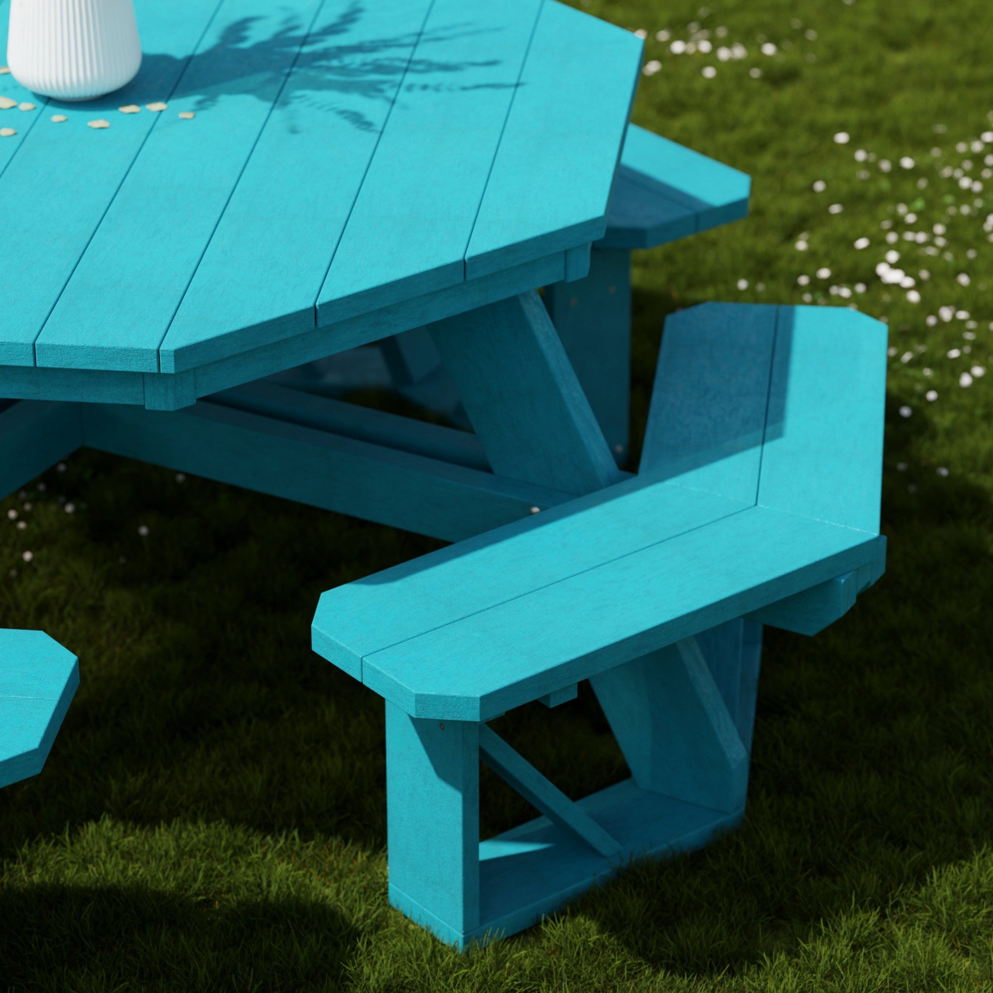 Heritage Octagon Picnic Table - 8-Person Outdoor Dining Set for Backyard, Patio, Garden, Park & Camping - Durable All-Weather Wooden Picnic Bench