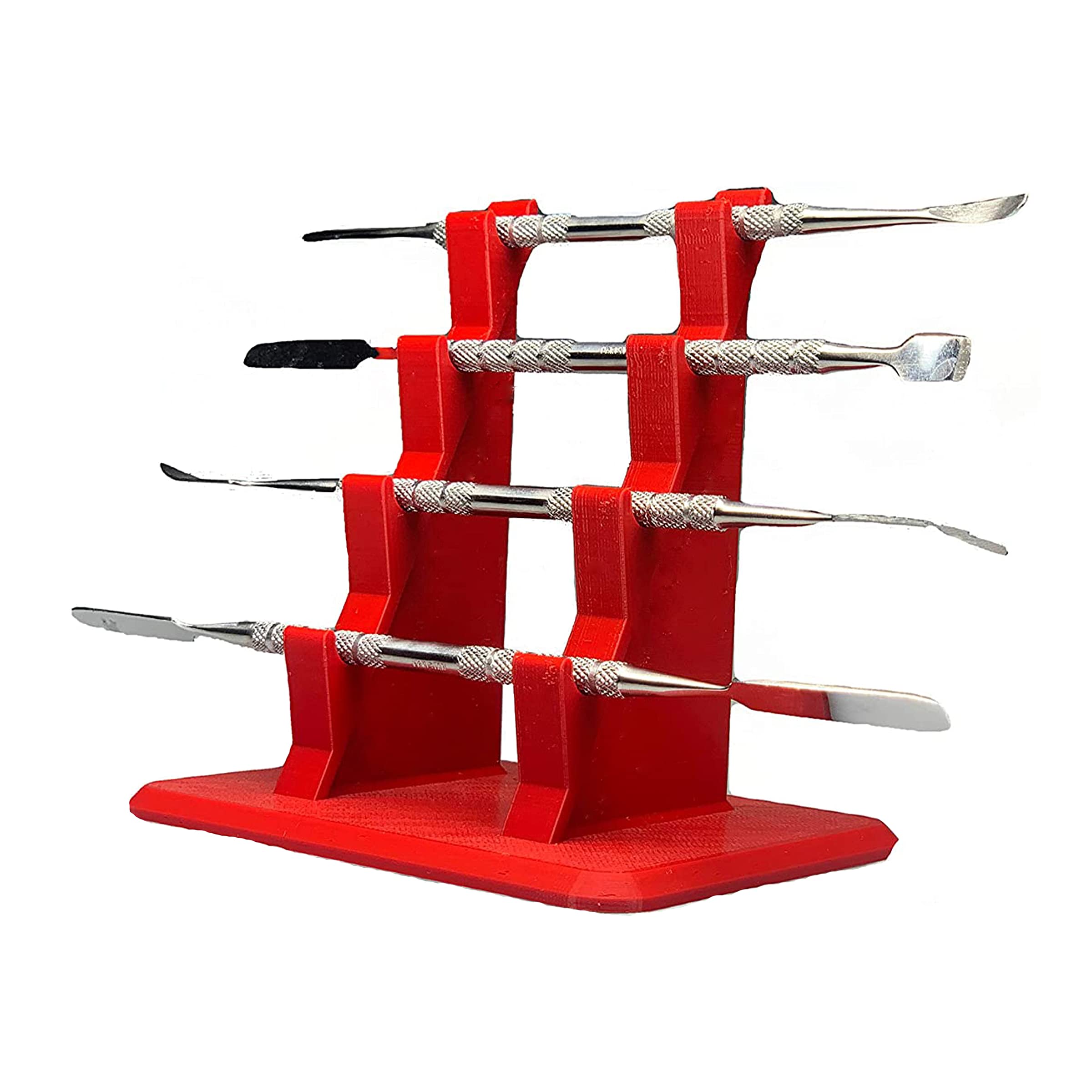 4-Tier Silicone Dab Tool Holder (Red) - Organize & Store Your Wax Accessories for Dabbing Enthusiasts - Perfect for Home, Studio & On-the-Go Use