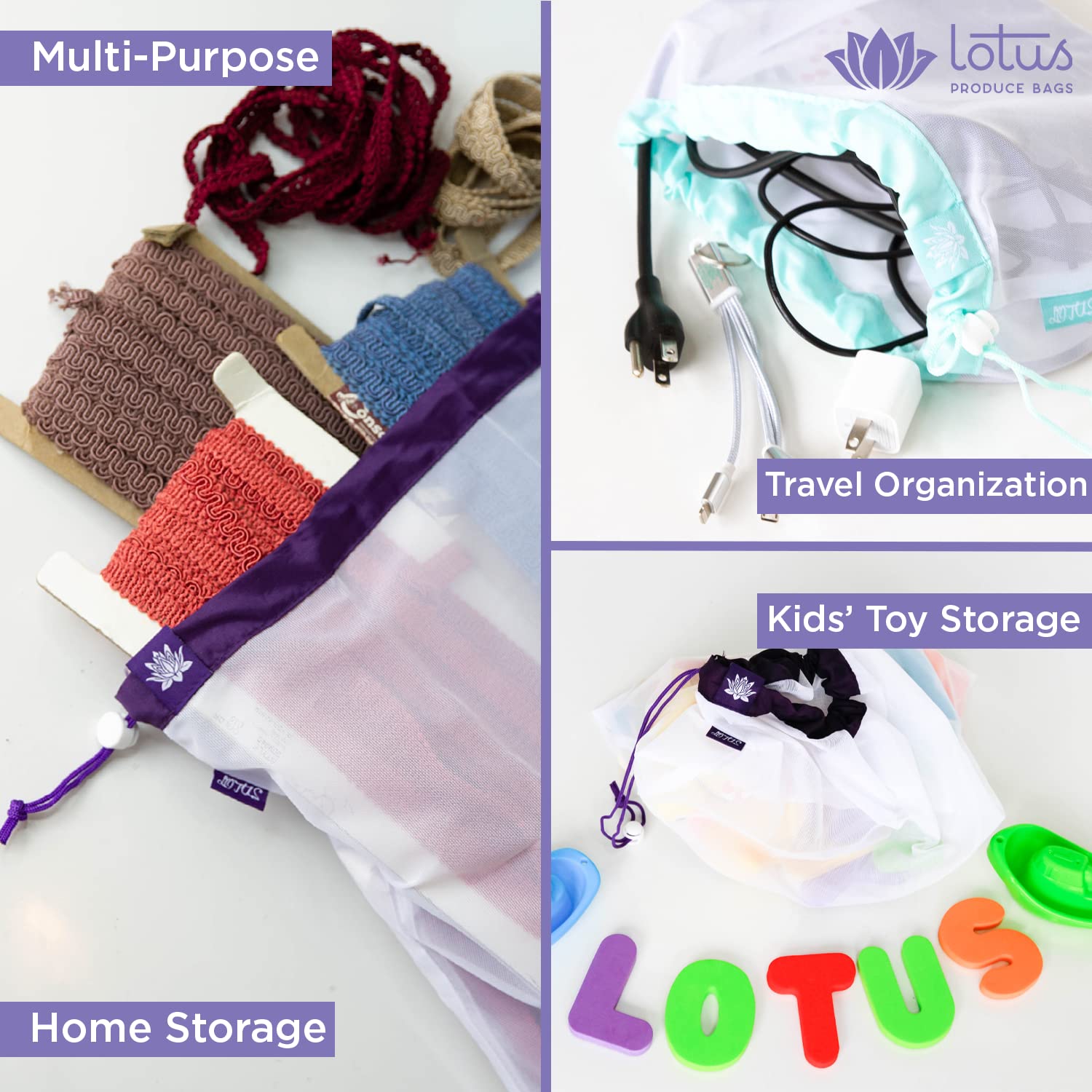 Eco-Friendly Reusable Mesh Produce Bags for Groceries - Sustainable Shopping & Storage Solution for Fruits, Vegetables & Bulk Foods