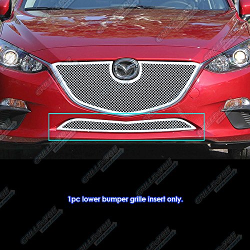 APS Compatible with Mazda 3 2014-2016 Lower Bumper Stainless Steel Chrome Mesh Front Grill Grille Insert M75971T - Upgrade Your Car's Style & Protection for Daily Driving & Show Cars
