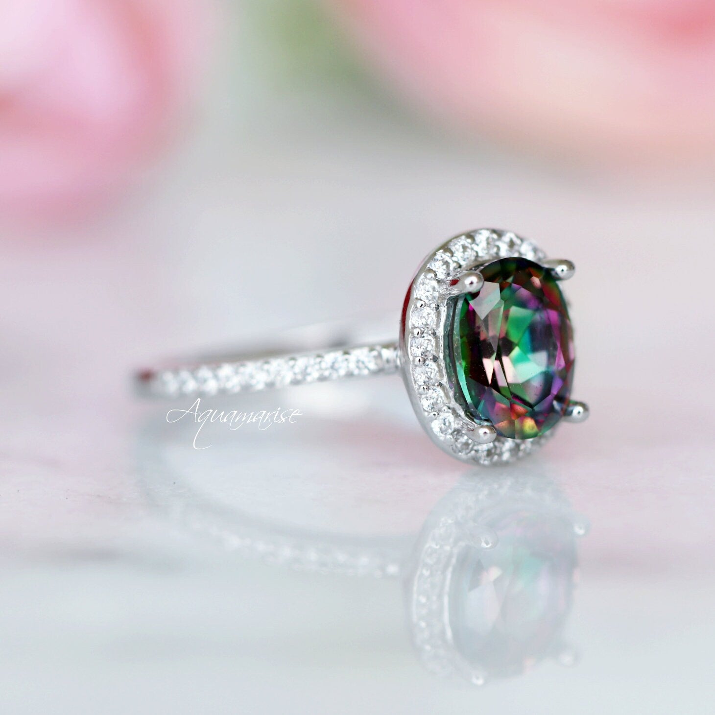 Mystic Topaz Sterling Silver Ring for Women - Elegant Iris Gemstone Jewelry for Everyday Wear & Special Occasions