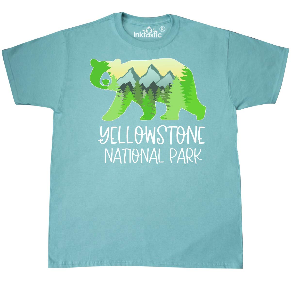 Yellowstone National Park Bear & Mountains Graphic T-Shirt - Vintage National Park Tee for Hiking, Camping & Outdoor Adventures