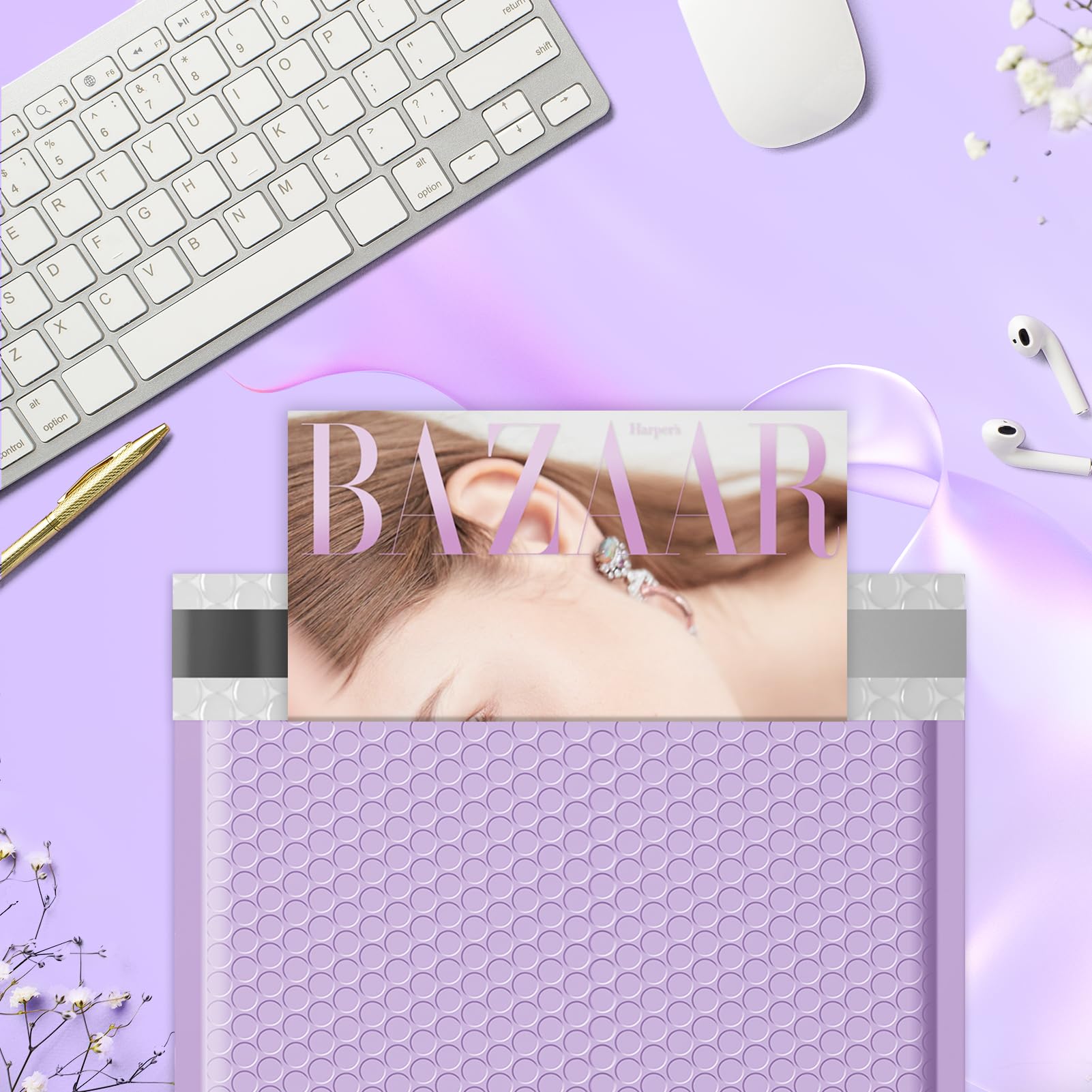 Fuxury 10.5x16 Inch Large Bubble Mailers - 40 Pack Self-Sealing Padded Envelopes | Waterproof Shipping Bags with Bubble Cushioning for Small Business Packaging | Perfect for Ecommerce, Amazon FBA & Mailing Fragile Items (Lavender, #5 Size)
