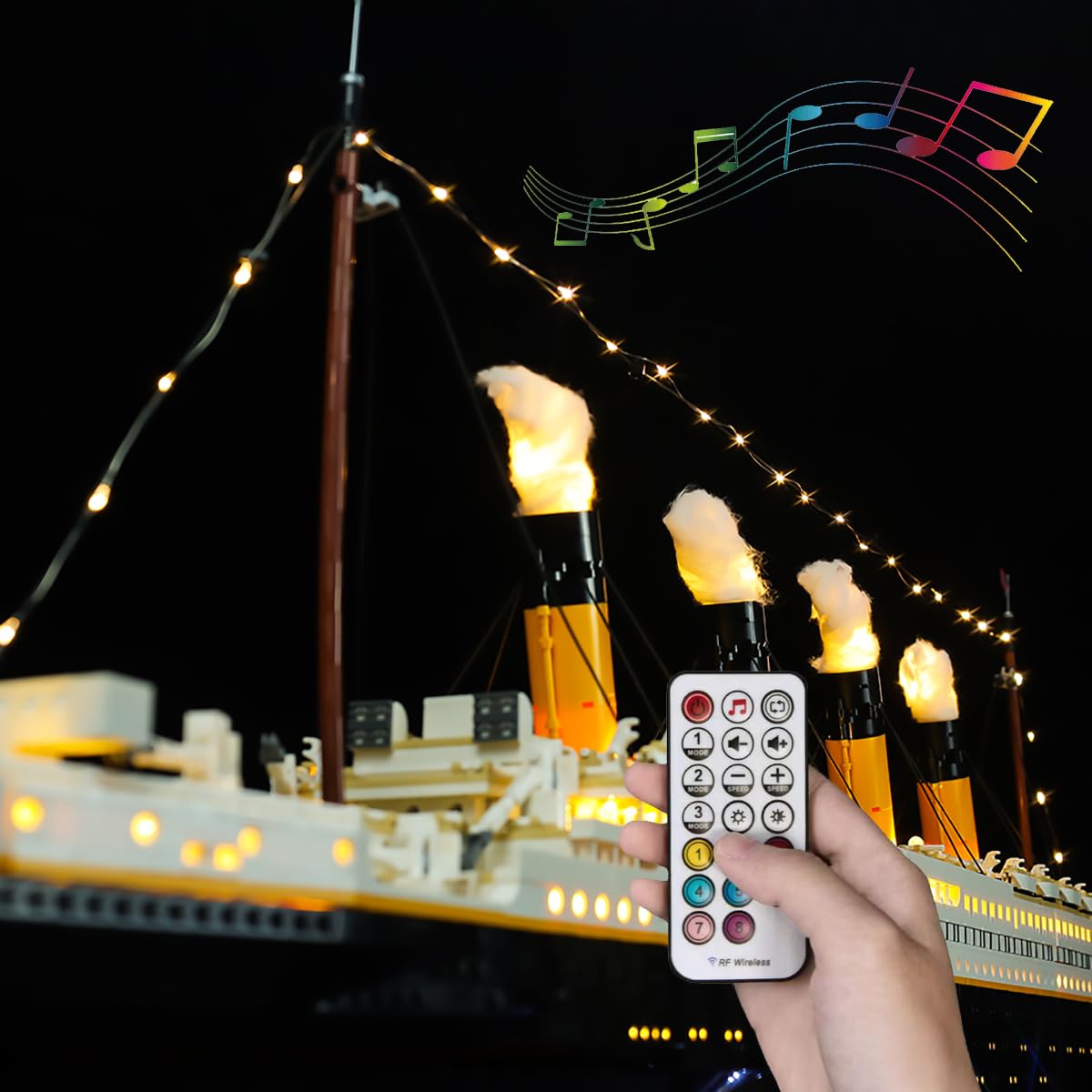 Hosdiy Remote Control Sound and Light Kit for Titanic Ship - Compatible with Lego 10294 - LED Lighting Set (Light Only, No Model) - Perfect for Lego Titanic Display, Model Ship Decoration, and Collectible Lighting Effects