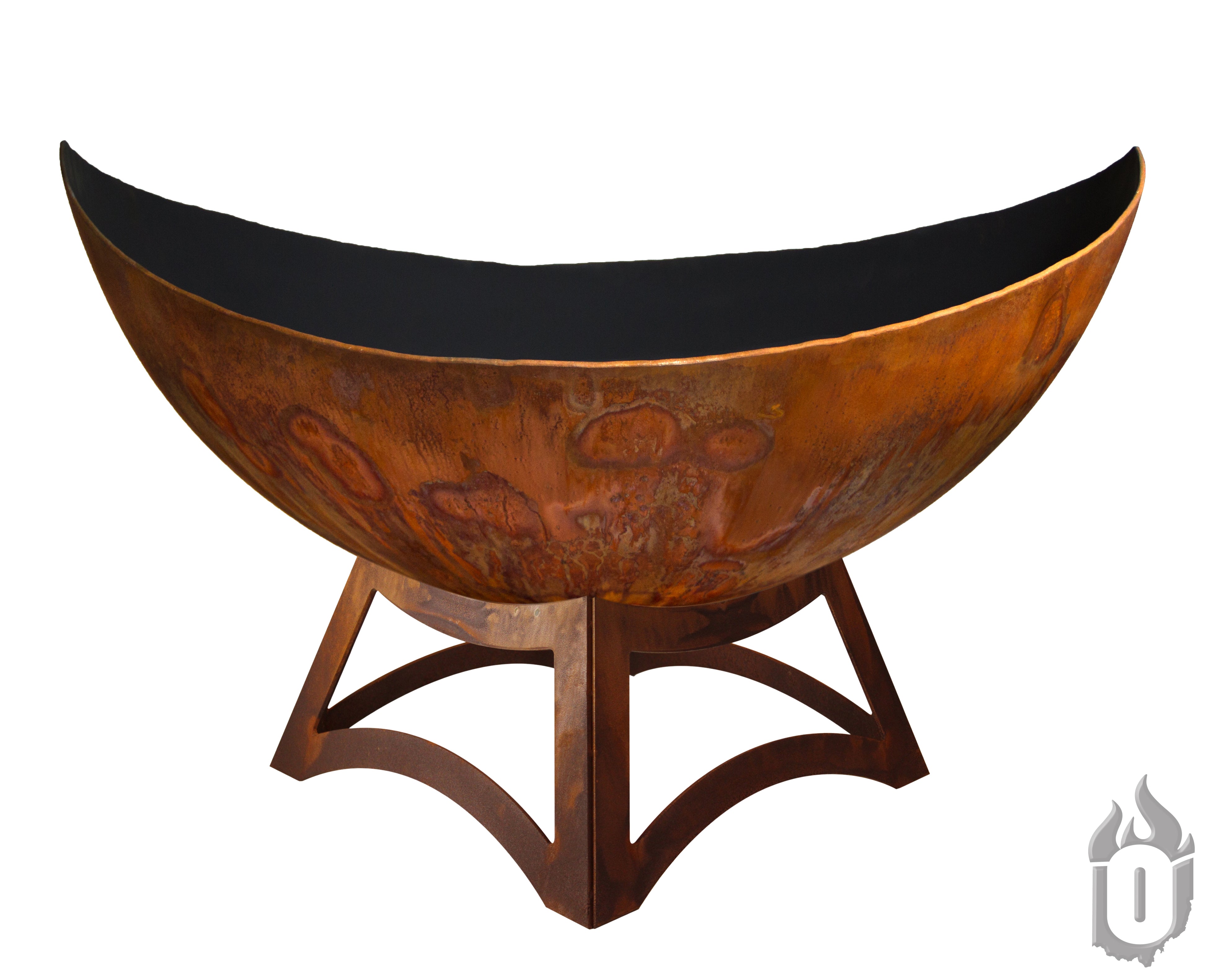 Lunar Fire Bowl with Hollow Base - Handcrafted in USA - Outdoor Fire Pit for Patio, Garden & Backyard Gatherings