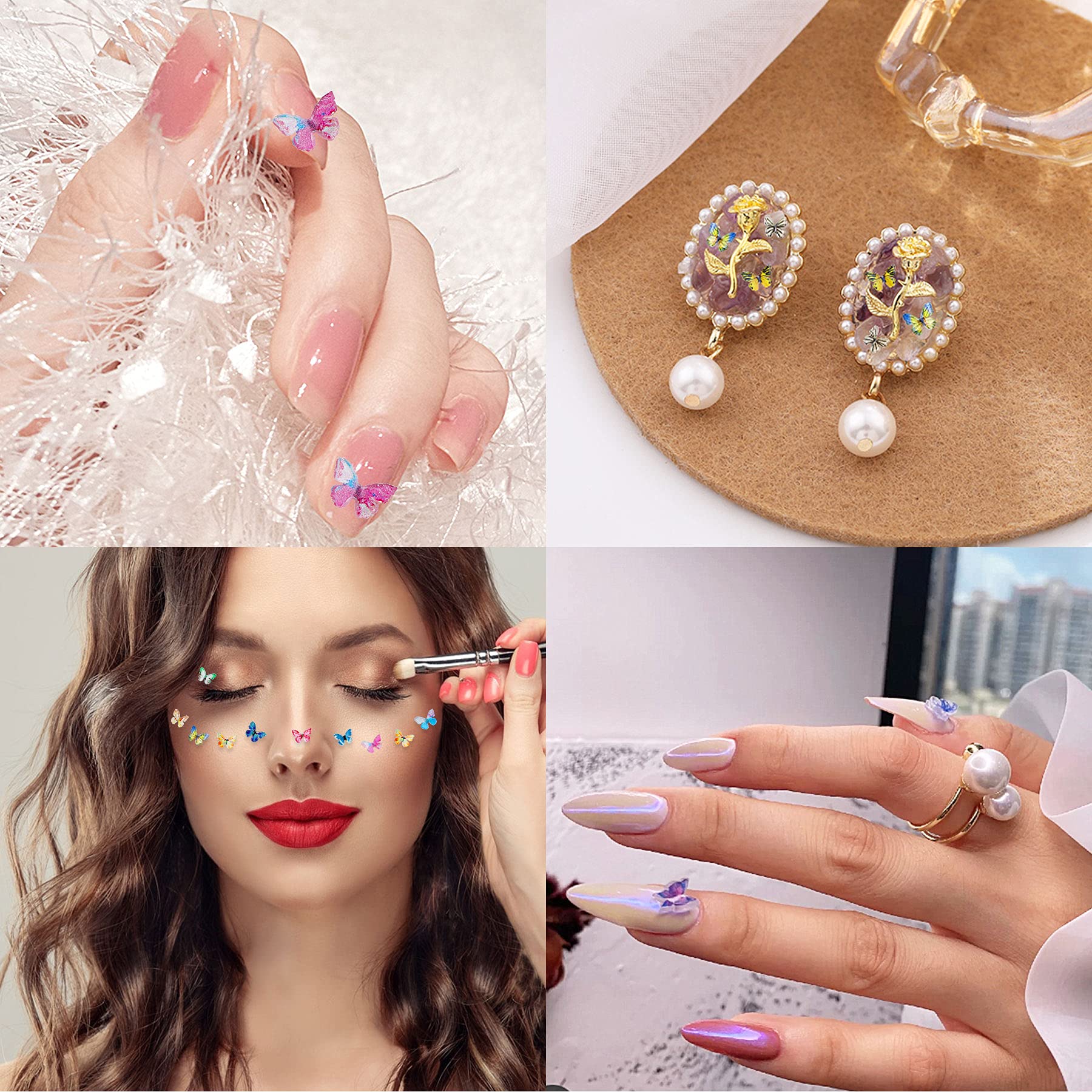 3D Acrylic Butterfly Nail Charms - 120 Pcs Summer Nail Art Decorations with Glitter for DIY Manicure, Spring Nail Design, Resin Crafts - Perfect for Nail Salons, Home DIY, Party Nail Art & Gift Giving