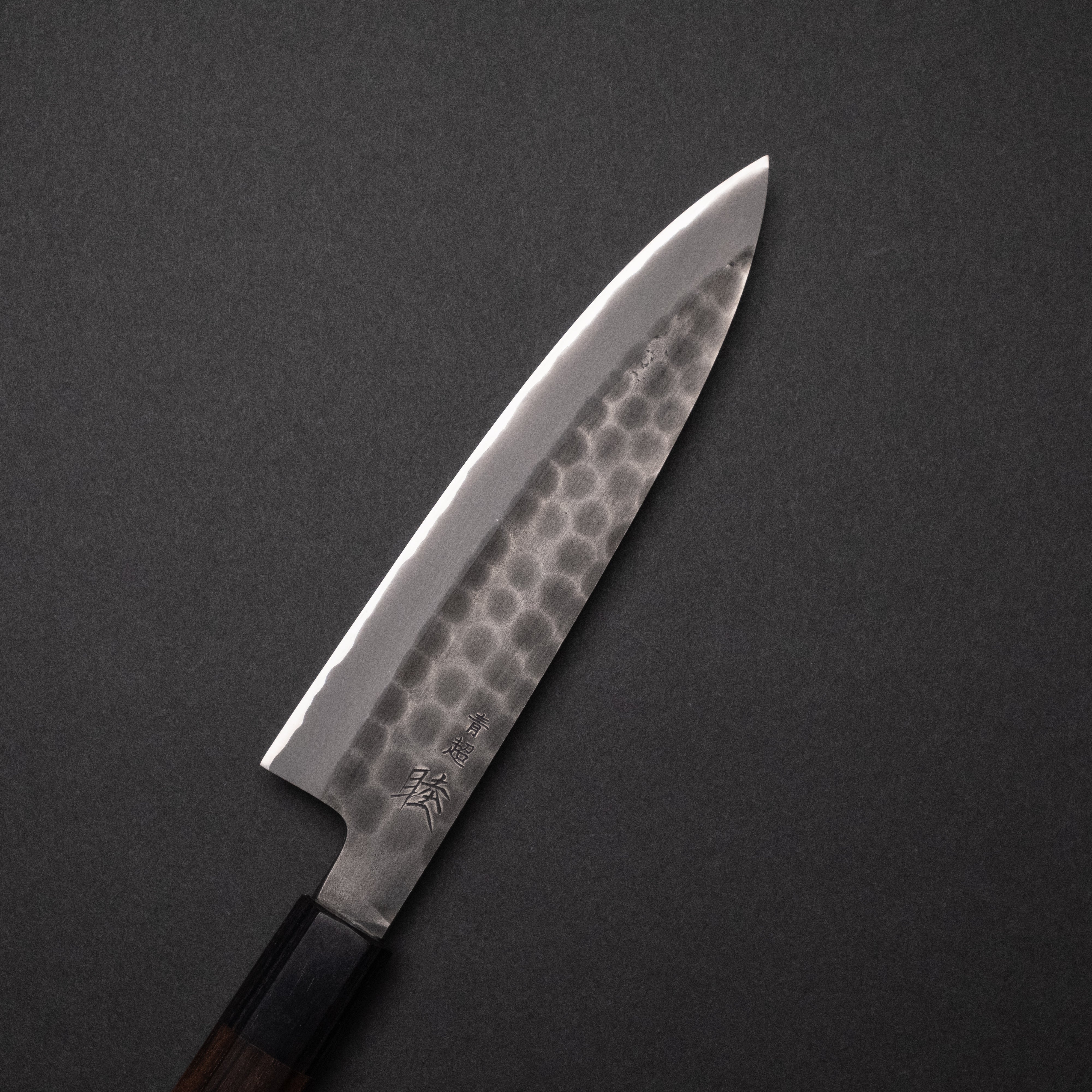 Premium Mutsumi Blue Super Kurouchi Tsuchime Petty Knife 150mm - Handcrafted Japanese Kitchen Knife with Ebony Wood Handle - Perfect for Slicing, Peeling & Precision Cutting Fruits, Vegetables & Boneless Meat