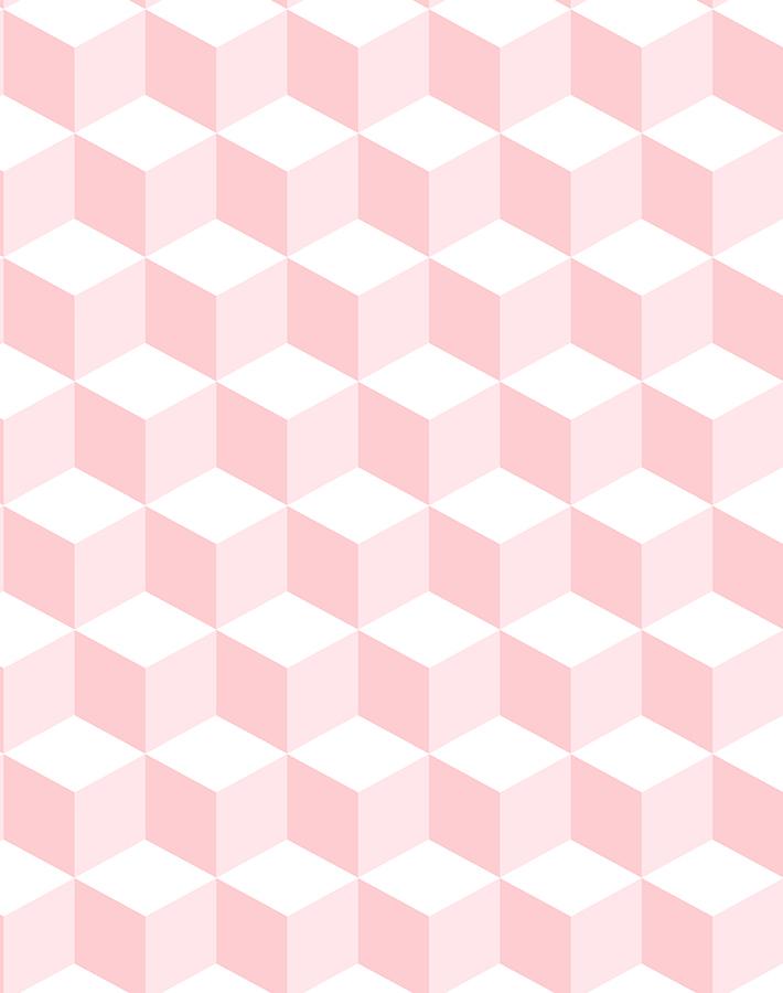 Wallshoppe 'Ice Cubist' Pink Geometric Wallpaper - Modern Abstract Design for Living Room, Bedroom & Home Decor