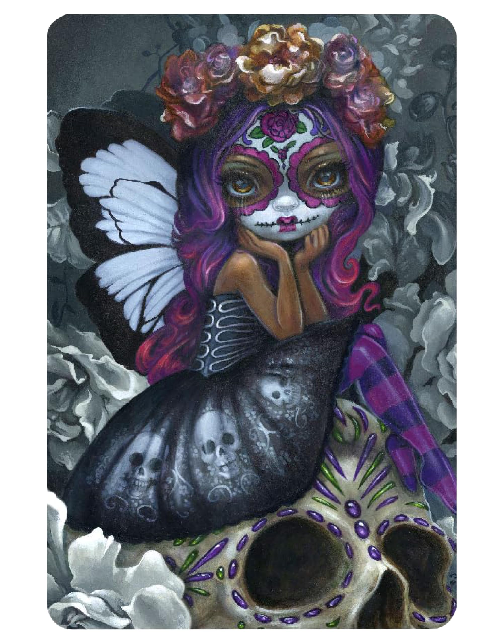 Jasmine Becket-Griffith Dia de Los Muertos Wood Magnets Set - 2”x3” Laser-Cut UV-Coated Fridge Magnets for Home & Office Decor - Day of The Dead Art Collectibles (JJ-V979-3S0E)