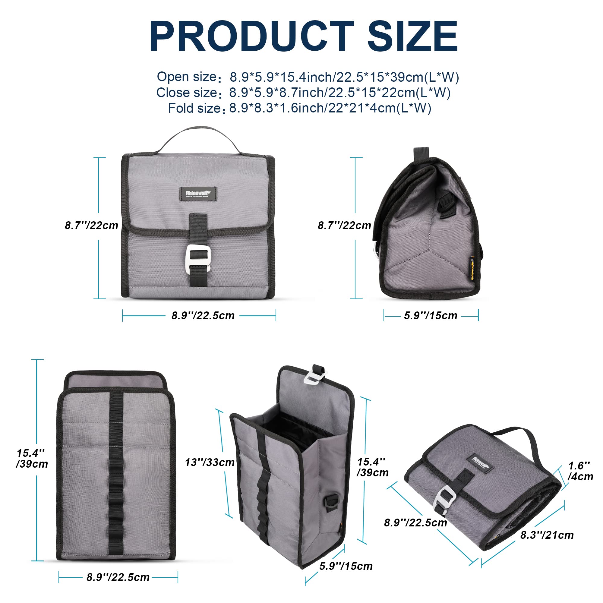 Rhinowalk Waterproof Bike Handlebar Bag - Bicycle Front Tube Storage Bag with Adjustable Shoulder Strap & Rain Cover - Perfect for Cycling Commuting, Mountain Biking & Outdoor Adventures
