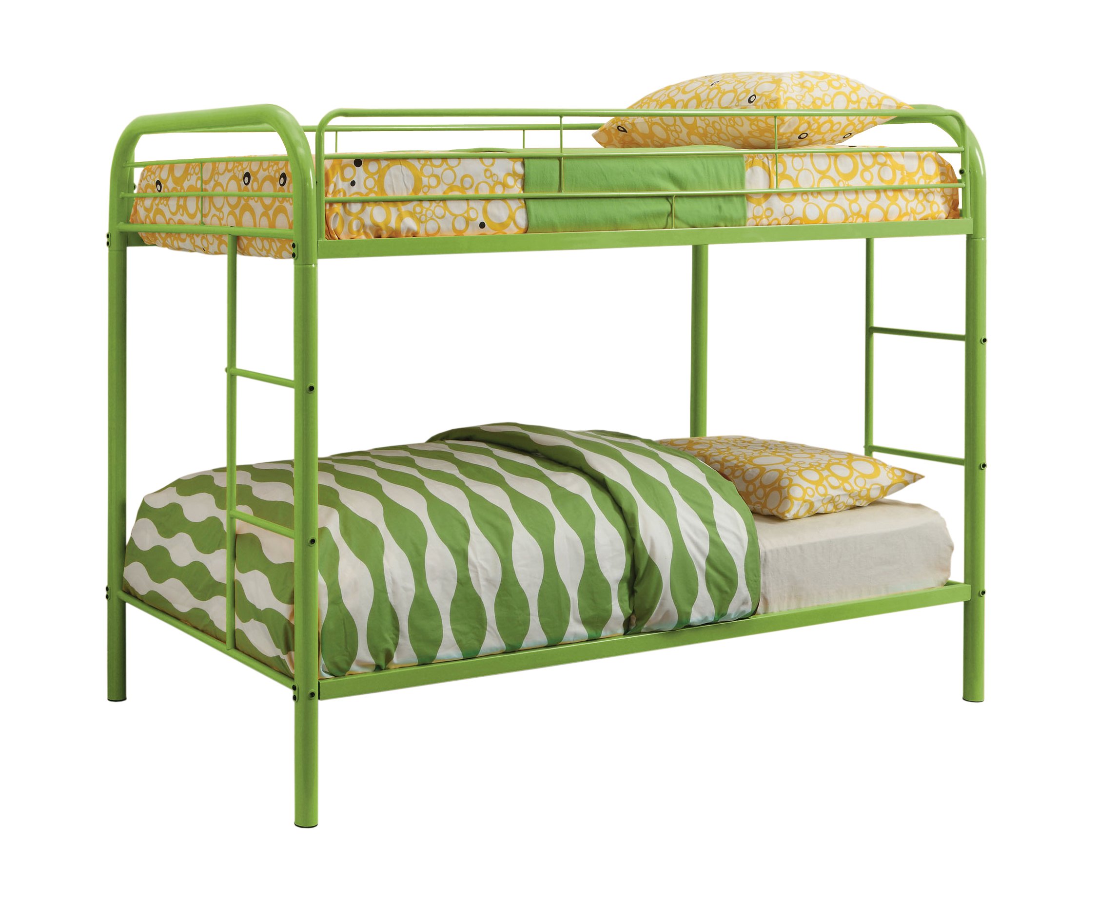 Furniture of America Twin Size Green Bunk Bed - Sturdy Non-Recycled Wood Frame for Kids' Bedroom, Dorm & Space-Saving Sleep Solution