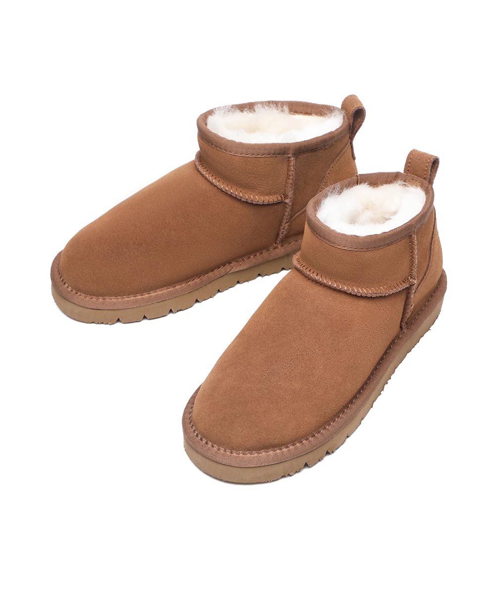 Men's Ultra Mini UGG Boots - Genuine Sheepskin Winter Boots for Women & Men | Cozy Indoor/Outdoor House Slippers | Perfect for Cold Weather, Lounging & Casual Wear