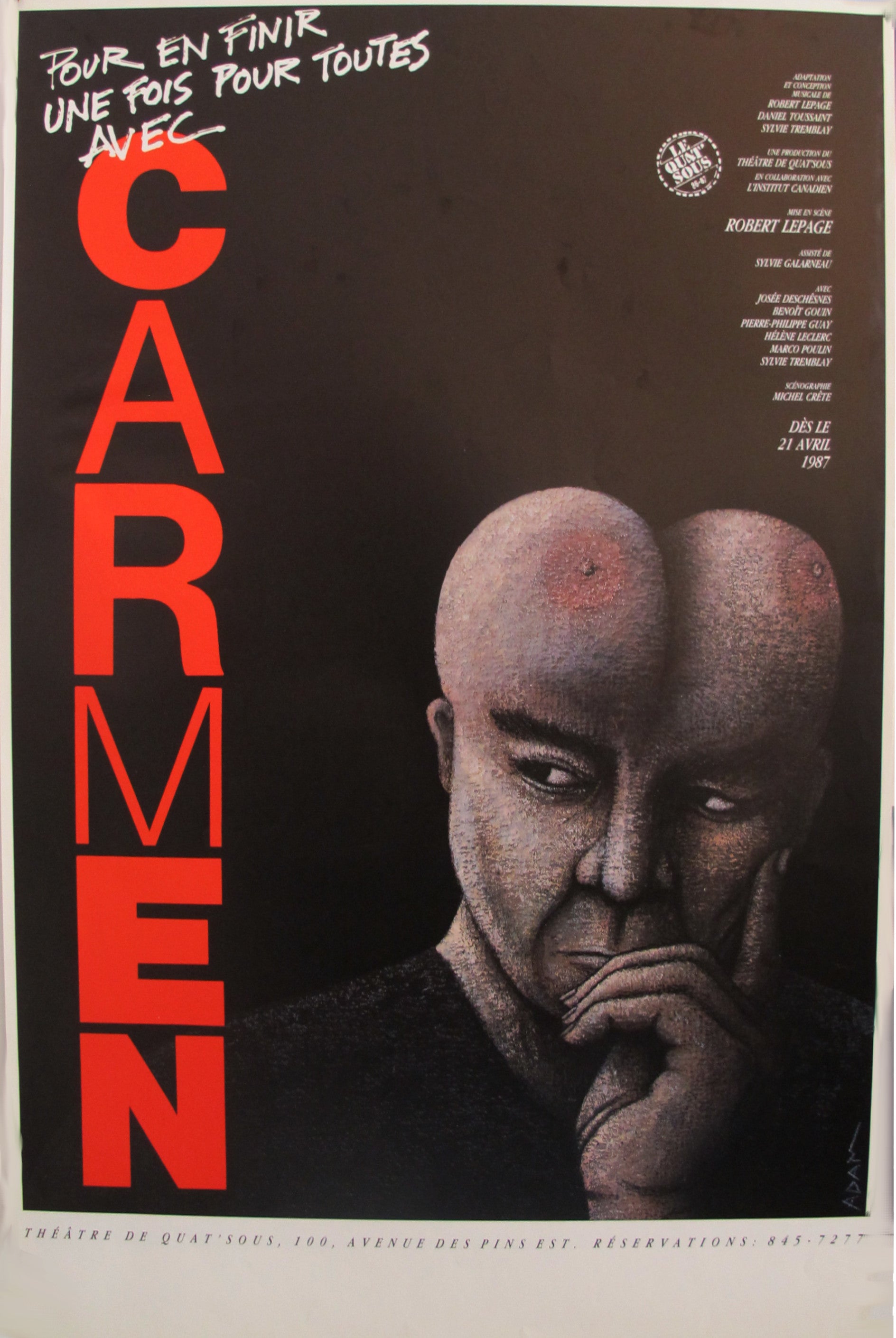 1987 Original Vintage Theater Poster - Carmen by Robert Lepage & Yvan Adam - Perfect for Home Decor, Theater Lovers & Collectors