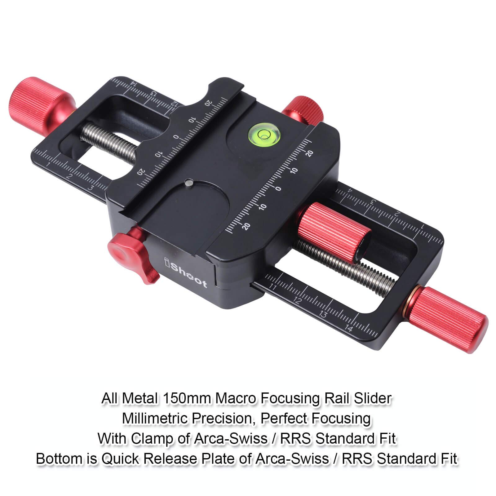 iShoot 150mm Macro Focusing Rail Slider - All Metal Camera Support Bracket with Arca-Swiss Clamp & Quick Release Plate for DSLR/Mirrorless Close-Up Photography - Perfect for Product, Jewelry & Nature Macro Shots
