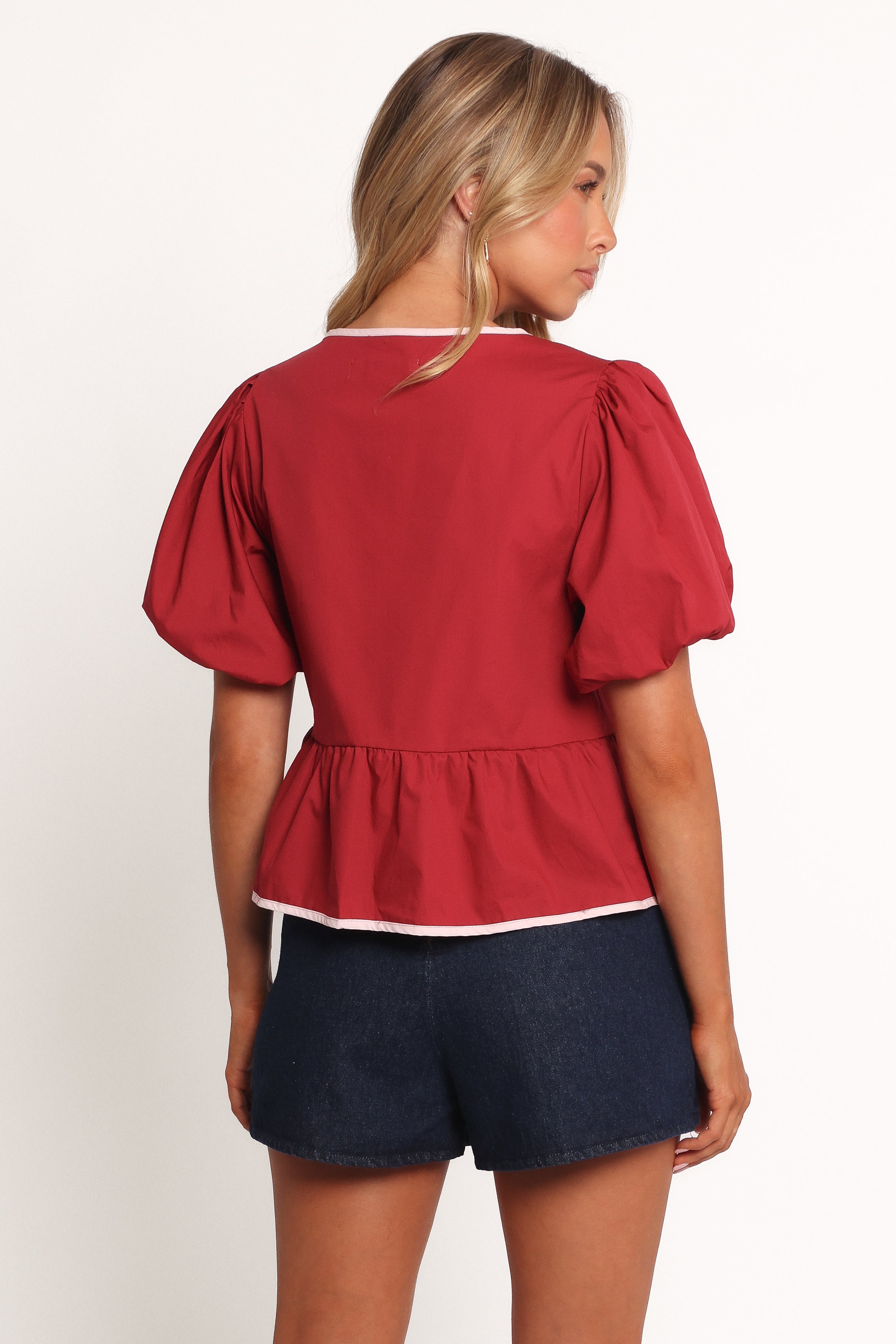 Ellien Women's Fashion Red Tops - Stylish Casual Blouse for Everyday Wear, Work, and Date Nights