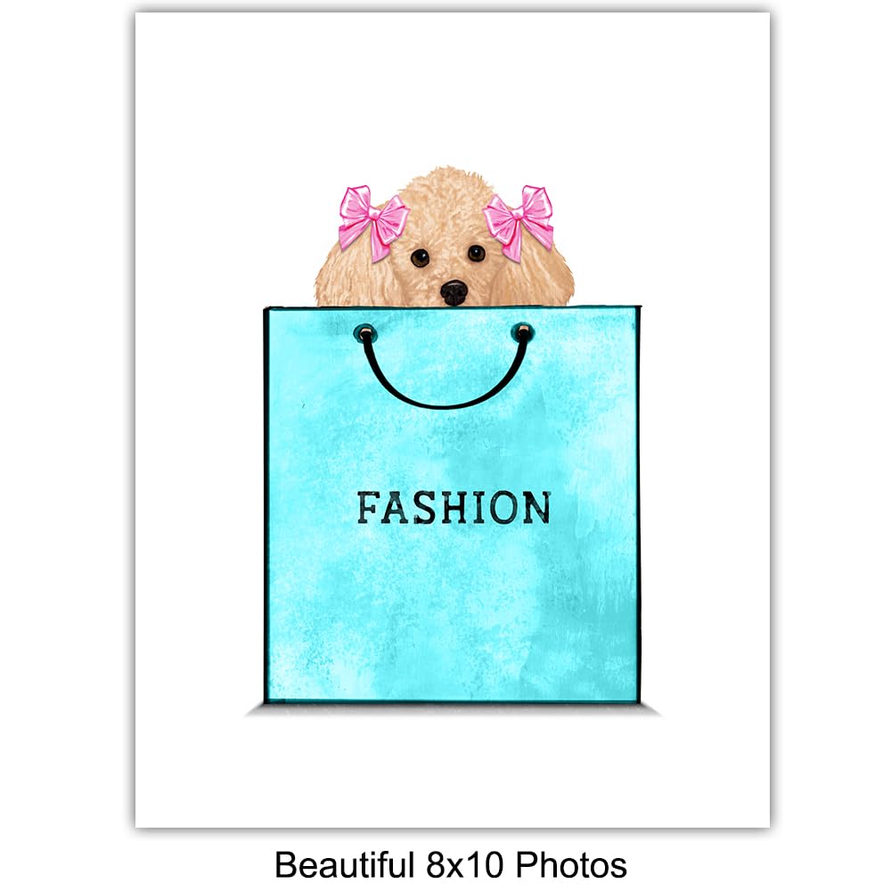 Yellowbird Art & Design Glam Wall Art & Decor - Fashion Designer Poster Set - Luxury Home Decor for Women & Teens - Pink Blue Bling Glamour Wall Art - Haute Couture Gift for Bedroom, Living Room & Dorm Decor