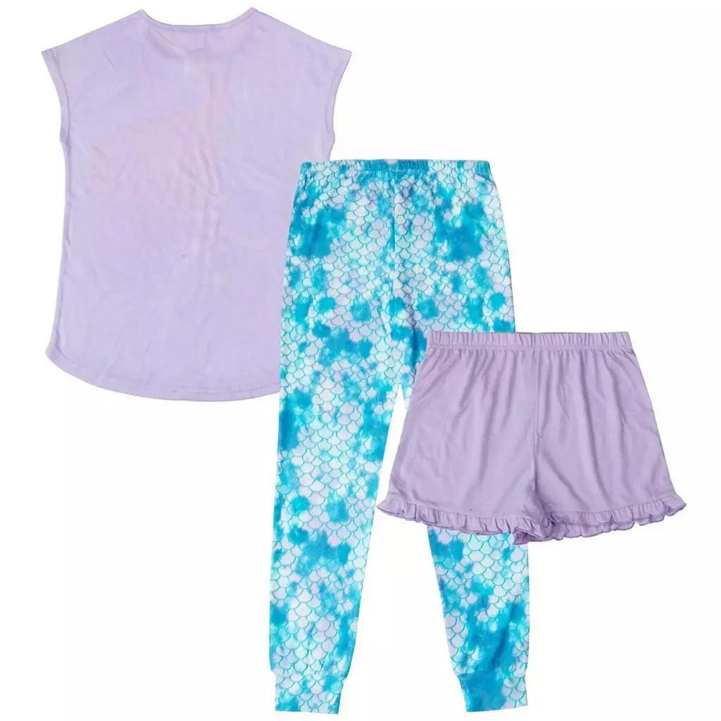 Cute Mermaid Pajama Set for Girls (3-Piece) - Soft Kids Sleepwear Ages 4-14 Years - Perfect for Bedtime, Sleepovers & Themed Parties