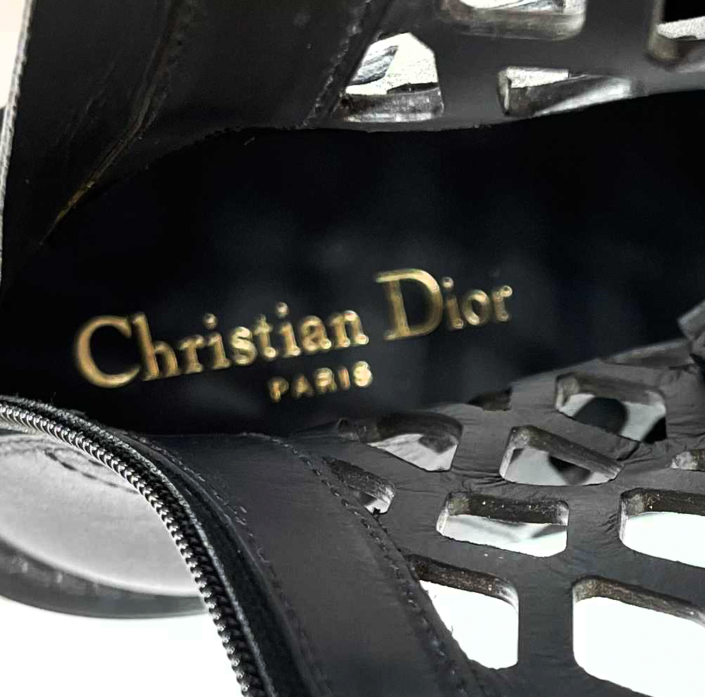 Christian Dior D Trap Black Matte Calfskin High Boots Women's Size 35.5 (US 5.5) - Brand New Luxury Fashion Boots for Evening Parties & Winter Outfits