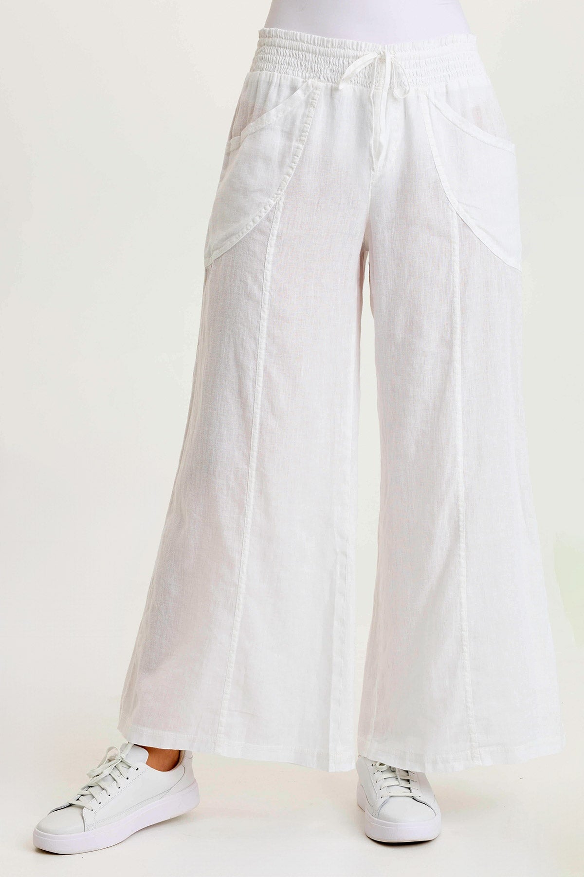 Pia Paper Bag Waist Linen Wide Leg Pants - Women's High Waisted Linen Trousers for Summer & Casual Wear | Perfect for Office, Beach & Everyday Outfits