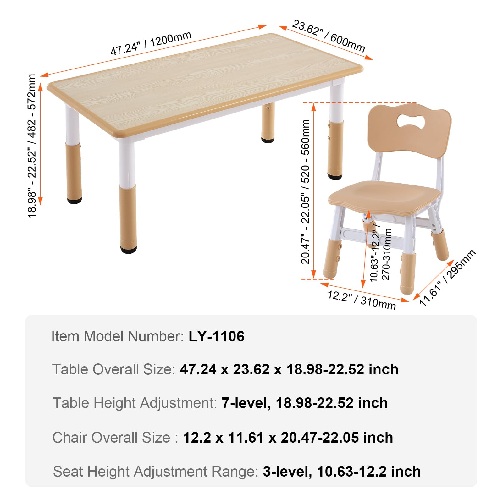 VEVOR Adjustable Kids Table and 4 Chairs Set - Toddler Activity Table with Graffiti Desktop for Art, Crafts, Reading & Learning - Perfect for Playroom, Preschool & Homeschooling