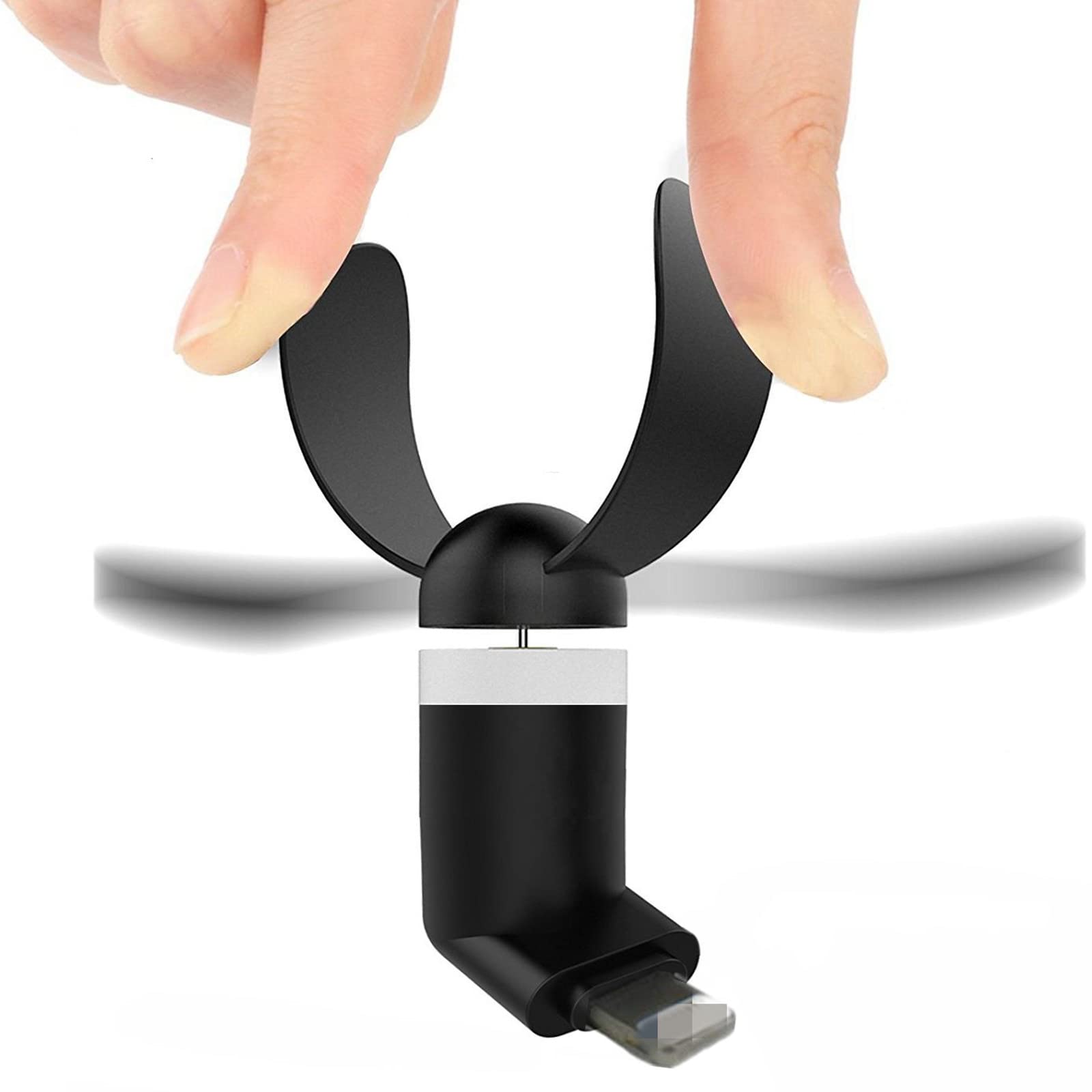 4 Pack Mini USB Phone Fan - Portable Cooling Fan for iPhone 14/13/12/11/XR/XS/SE & iPad - Small Pocket Personal Fan with Phone Plug (Black) | Perfect for Travel, Office & Outdoor Activities