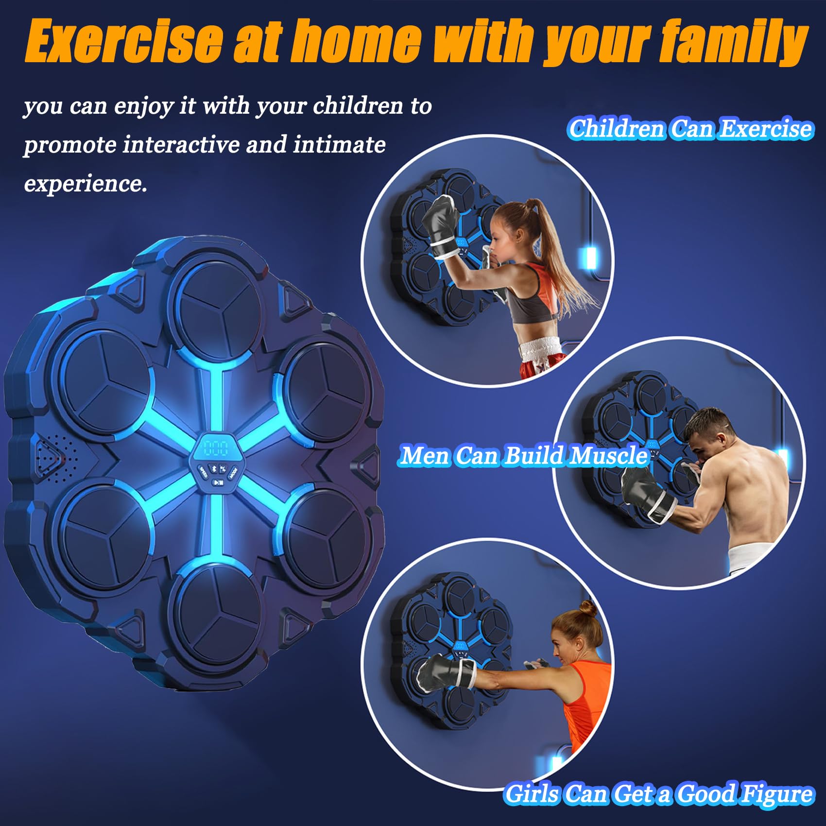Smart Boxing Machine for Adults - Electronic Punching Bag with Music & Boxing Gloves - Home Gym Fitness Equipment for Cardio & Strength Training - Perfect for Boxing Workouts, Stress Relief & Home Exercise