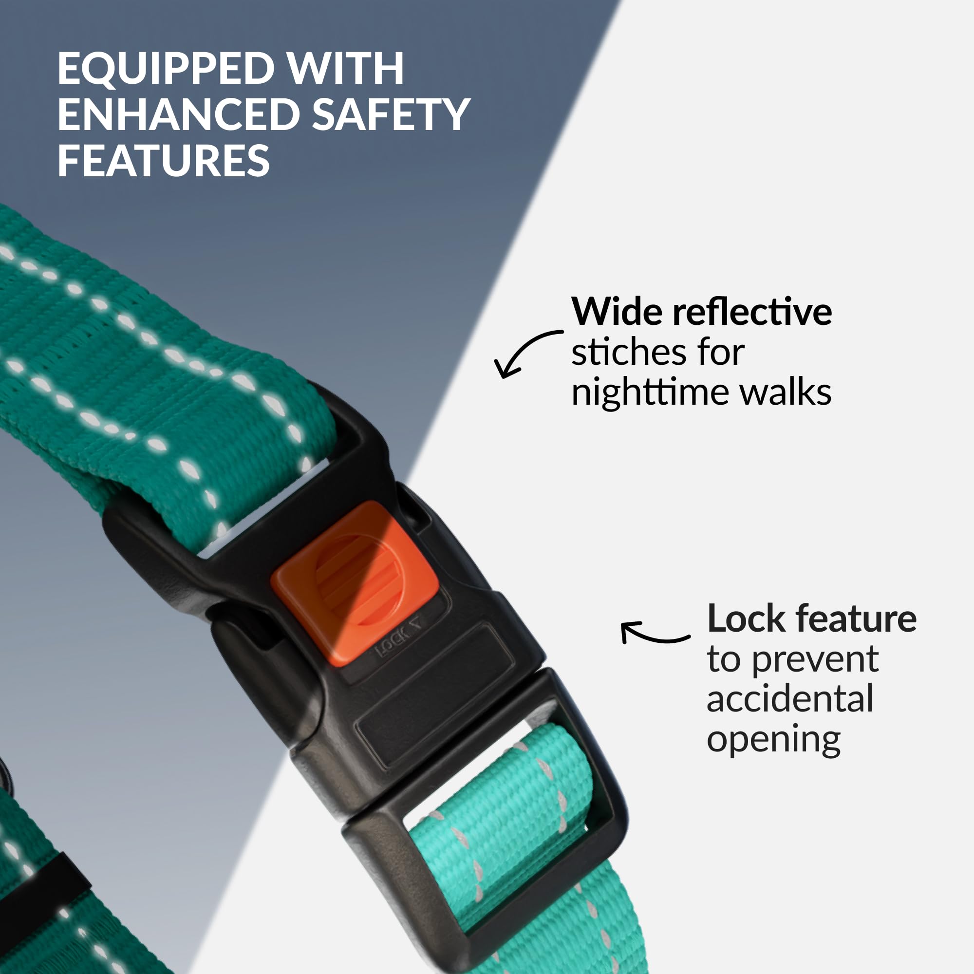 Martingale Dog Collar with Stainless Steel Chain & Quick Release Buckle - Reflective Adjustable Collar for Small Medium Large Dogs (12