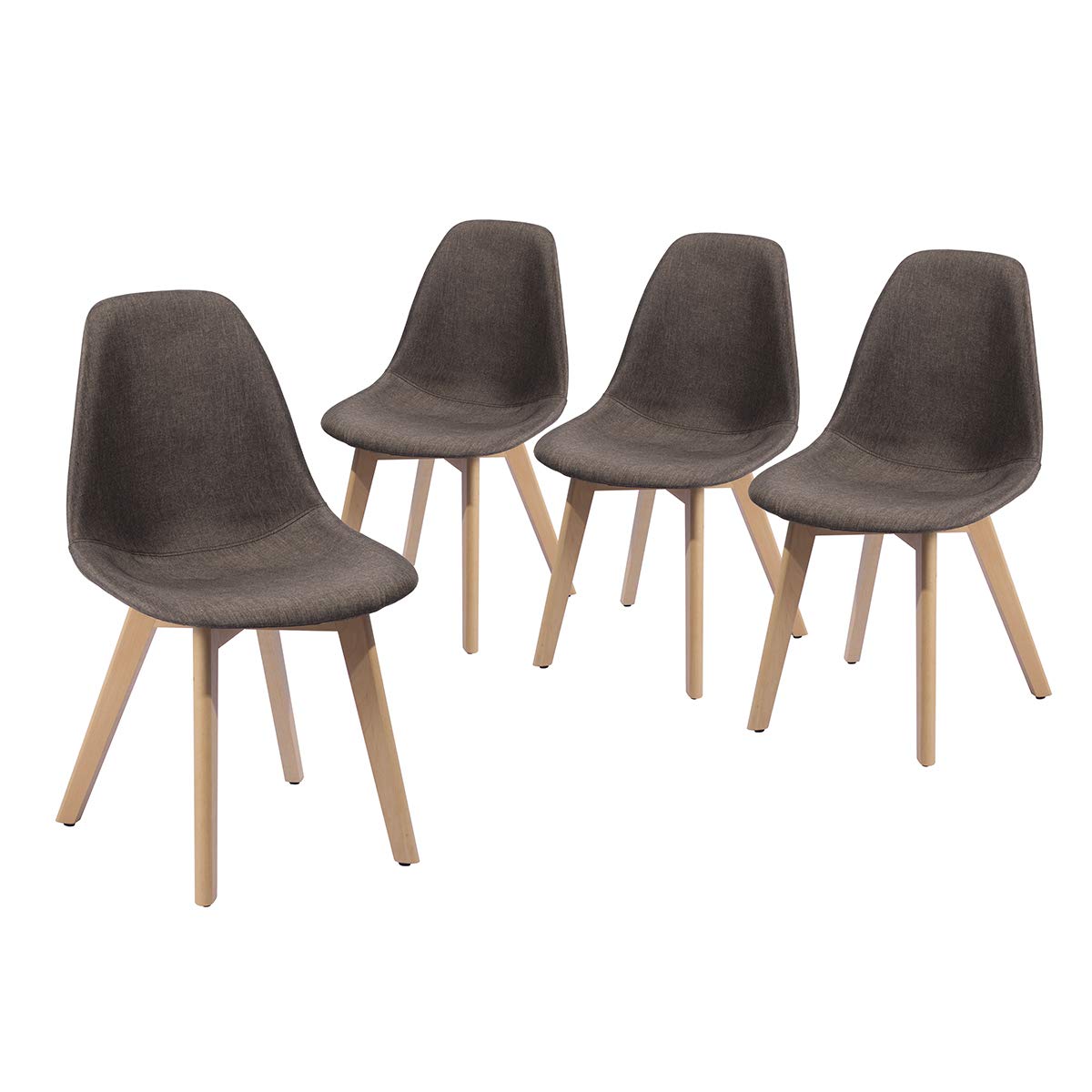 Homy Casa Set of 4 Fabric Dining Chairs with Sturdy Metal Legs - Brown Kitchen & Living Room Seating for Home, Restaurant, and Office Use
