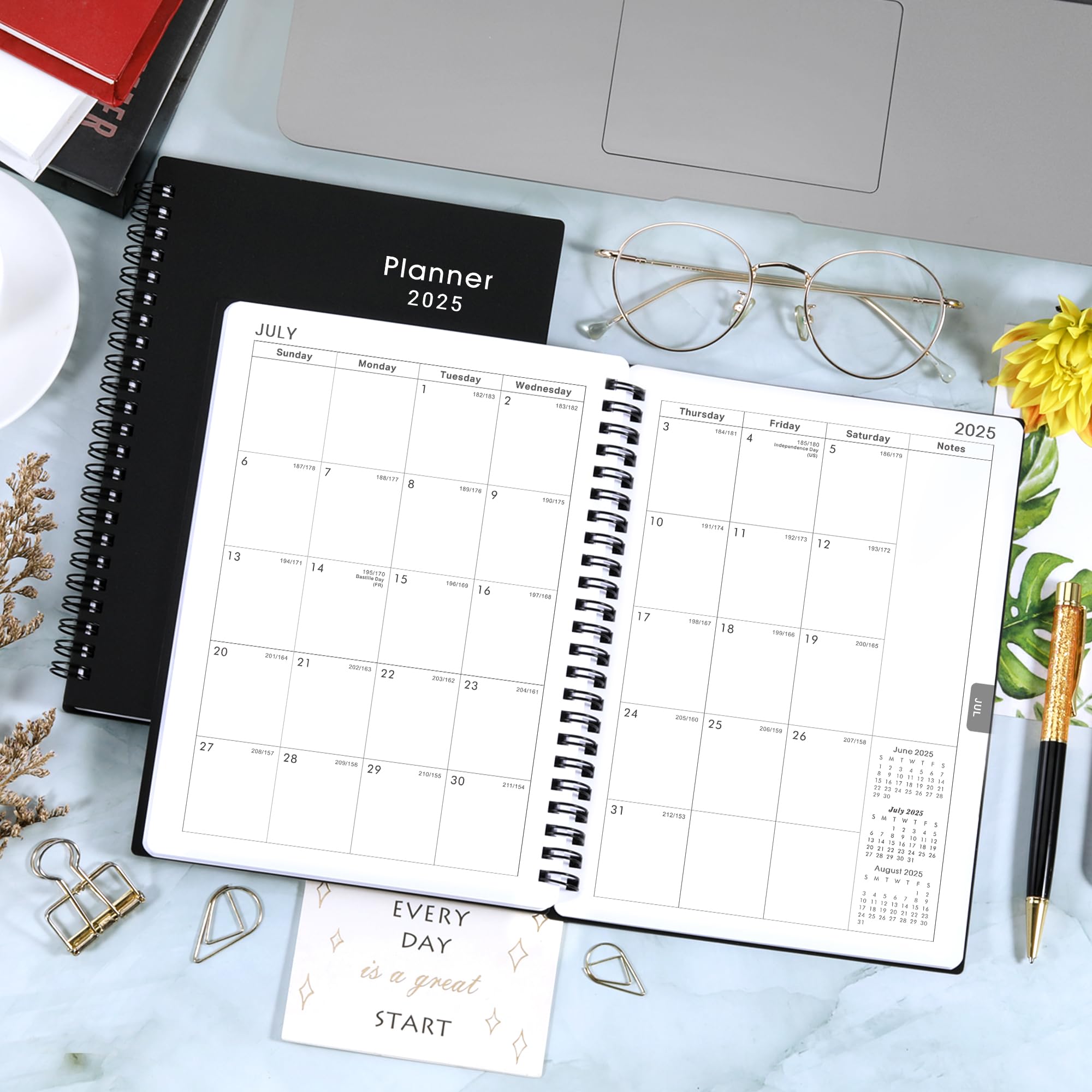 2025 Weekly & Monthly Planner - January to December 2025, 6.25