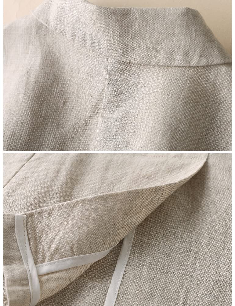Kinghua Women's 100% Linen Single Button Blazer - Casual 3/4 Sleeve Lapel Jacket for Office, Spring Outfits & Business Casual Wear