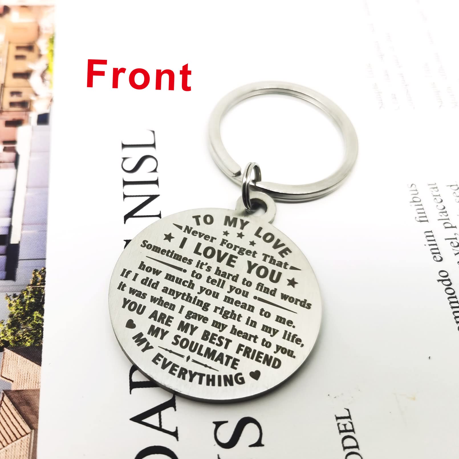 ABNTY 9th Anniversary Keychain Gift - Engraved Steel Keepsake for 9 Year Wedding Anniversary - Perfect Gift for Husband, Wife, Couples - Romantic Present for Anniversary Celebrations & Special Occasions