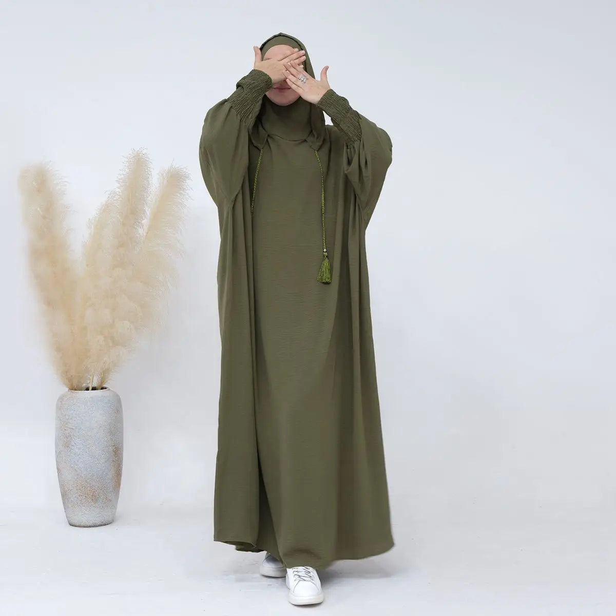 Premium Cotton Blend Hooded Abaya Prayer Dress - Modest Jilbab for Women - Perfect for Prayer, Mosque, and Everyday Wear
