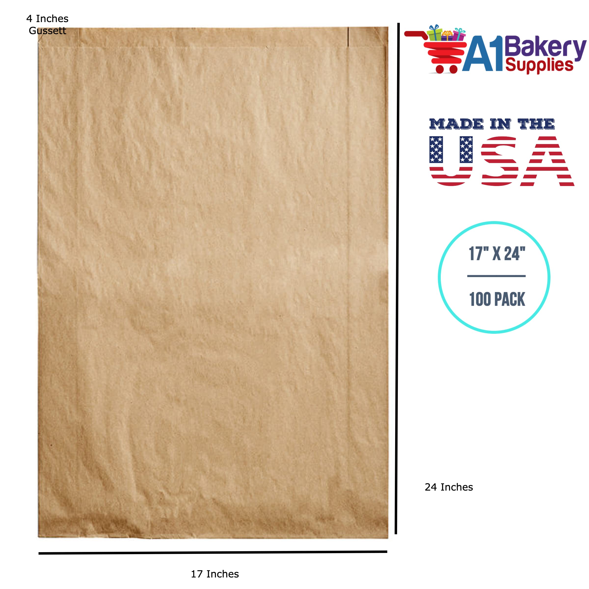 Eco-Friendly Kraft Paper Bags 100-Pack - 17x24 Inches Flat Merchandise Bags for Retail, Boutique & Gift Packaging | Durable & Sustainable Shopping Bags for Stores, Events & Eco-Conscious Businesses