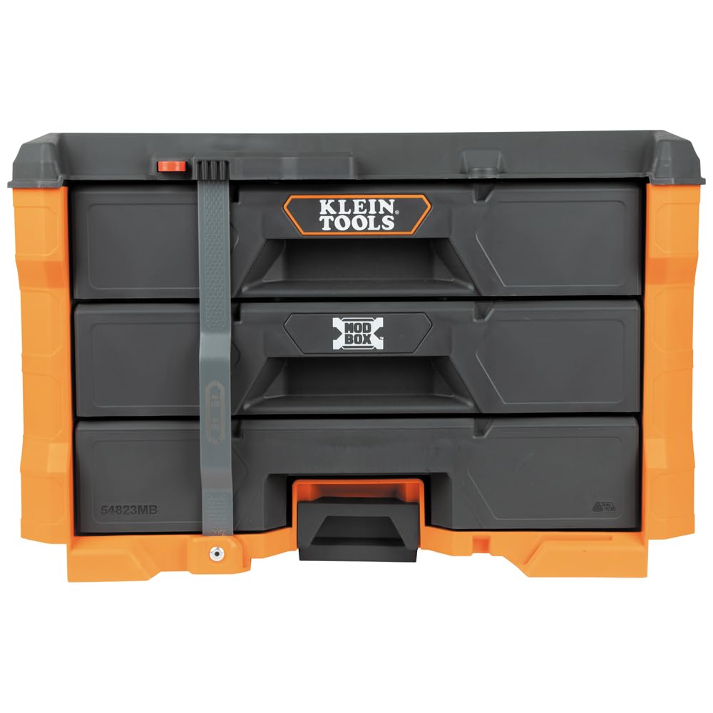 Klein Tools 54823MB MODbox 3-Drawer Heavy-Duty Tool Box Organizer | Stackable Storage Module with 50-Pound Capacity | Perfect for Garage, Workshop & Job Site Organization